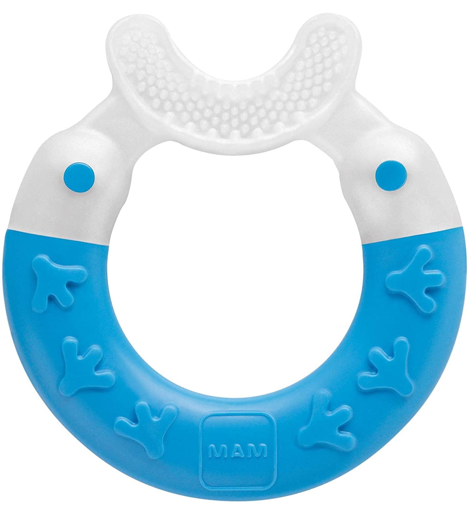 MAM Bite & Brush Baby Ring - Teething Toy for 3+ Months, Promotes Dental Hygiene, Soothes Gums - Blue - Buy Online on GoSupps.com