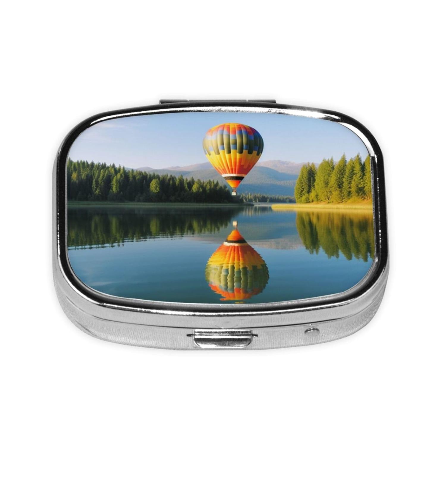 Hot Balloon Above Calm Lake Portable Pill Box | Travel Medicine Organizer - Shop Internationally - Buy Online on GoSupps.com