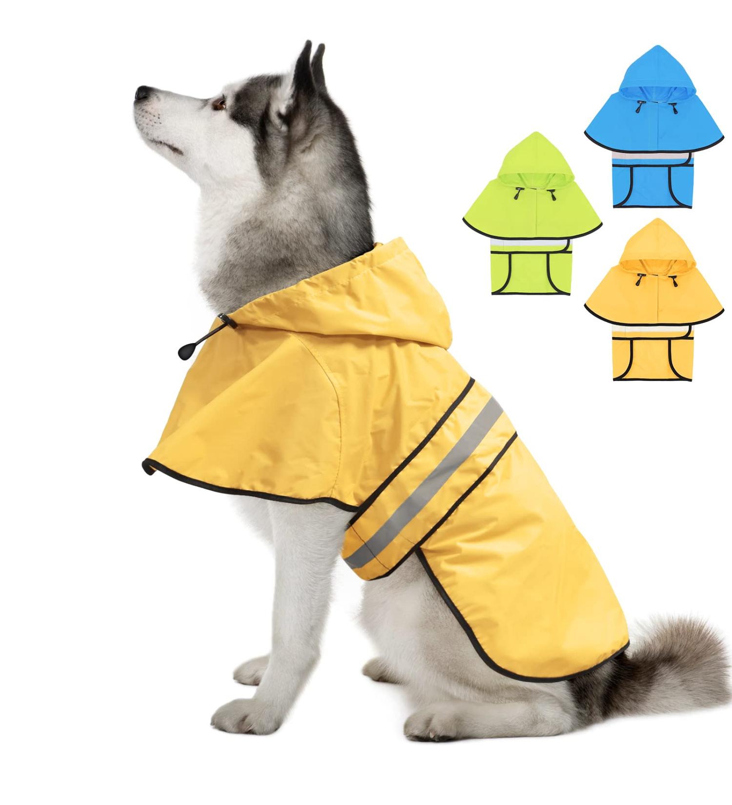 Weesiber Reflective Waterproof Dog Raincoat - Adjustable Pet Jacket & Poncho for All Sizes (XL Yellow) - Buy Online on GoSupps.com