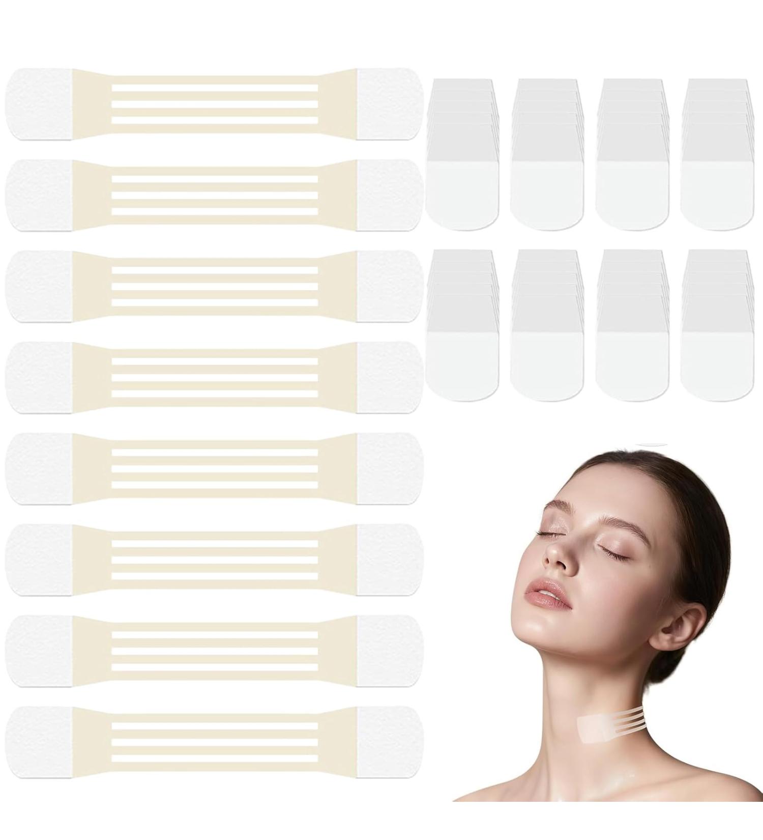 Bandes de Lifting pour Cou et Visage Kit de 48 Patchs Invisibles avec Bandes Adh sives Invisibles Effet Lift Instantan et Naturel pour un Raffermissement de la Peau Confortable et Discret - Buy Online on GoSupps.com