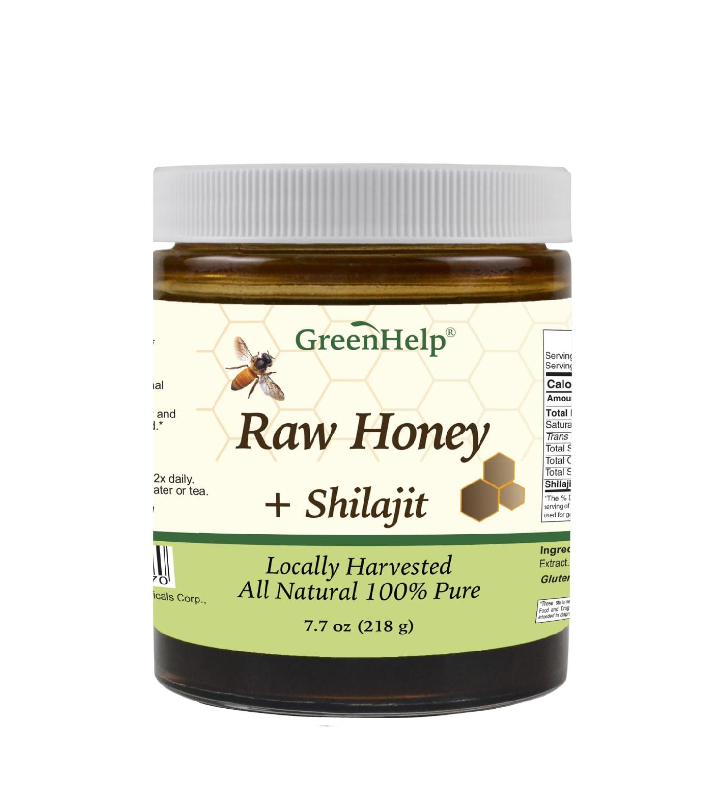 Green Help Raw Honey with Shilajit 100% Natural Honey Infused with Shilajit Supports Energy Vitality & Overall Wellness Rich in Antioxidants & Nutrients No Artificial Additives Made in the USA - 7.7 Fl. Oz.