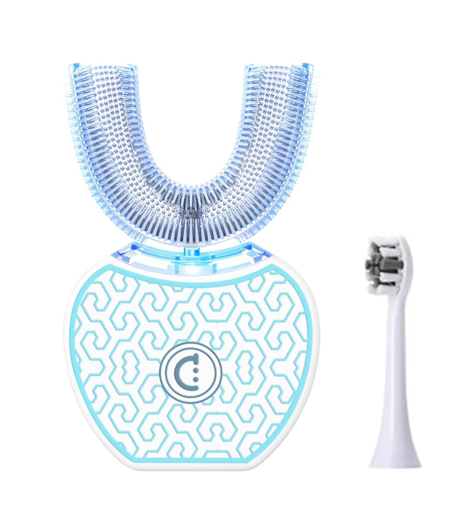 Automatic Sonic Glow Toothbrush Kit | Teeth Whitening with 2 Replacement Heads (White-Blue) - Shop Internationally - Buy Online on GoSupps.com
