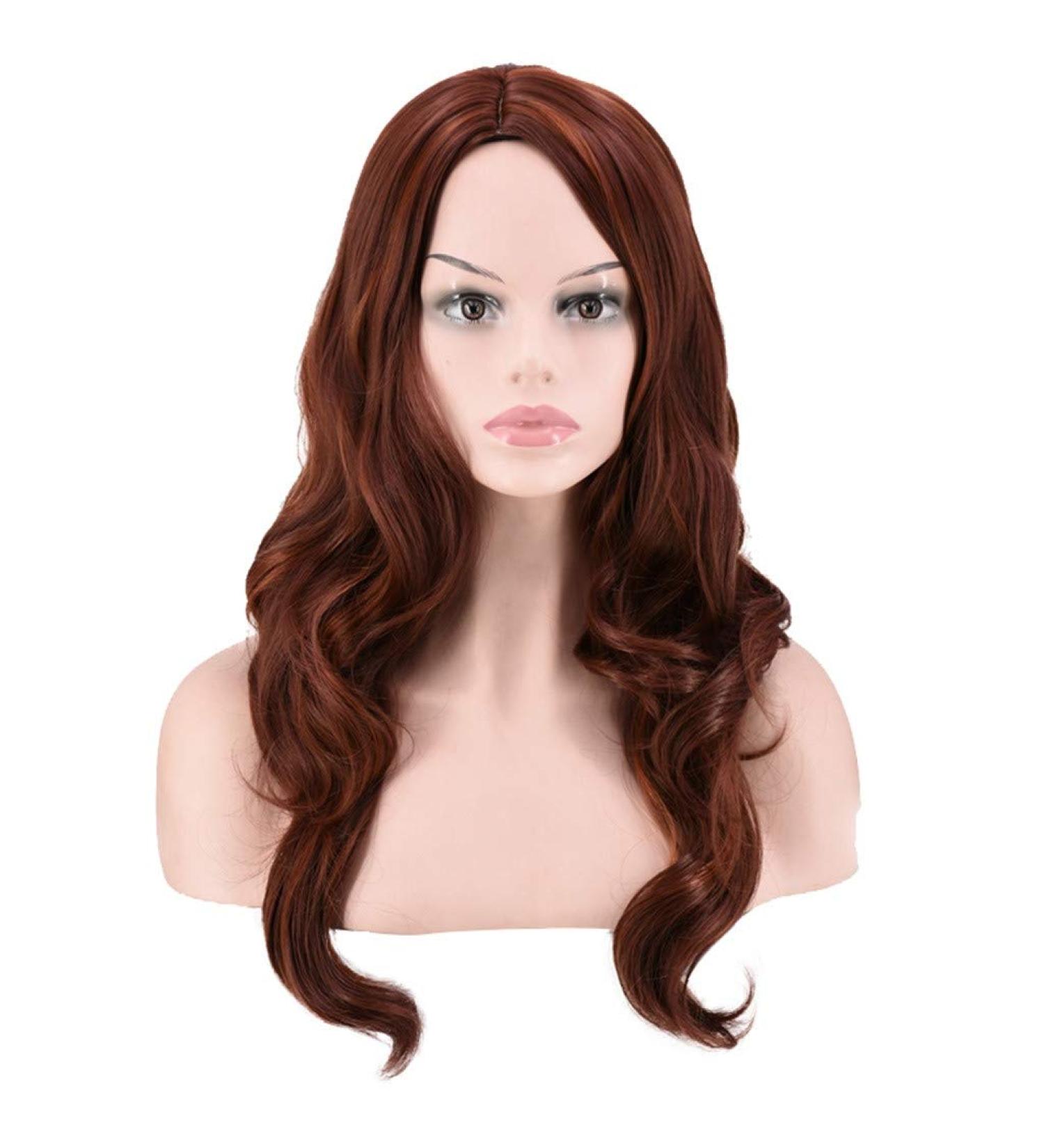 Buy Long Brown Synthetic Wig for Women - Curly Wavy Brazilian Cosplay Hair 50s 60s 70s 80s - International Shipping Available - Buy Online on GoSupps.com