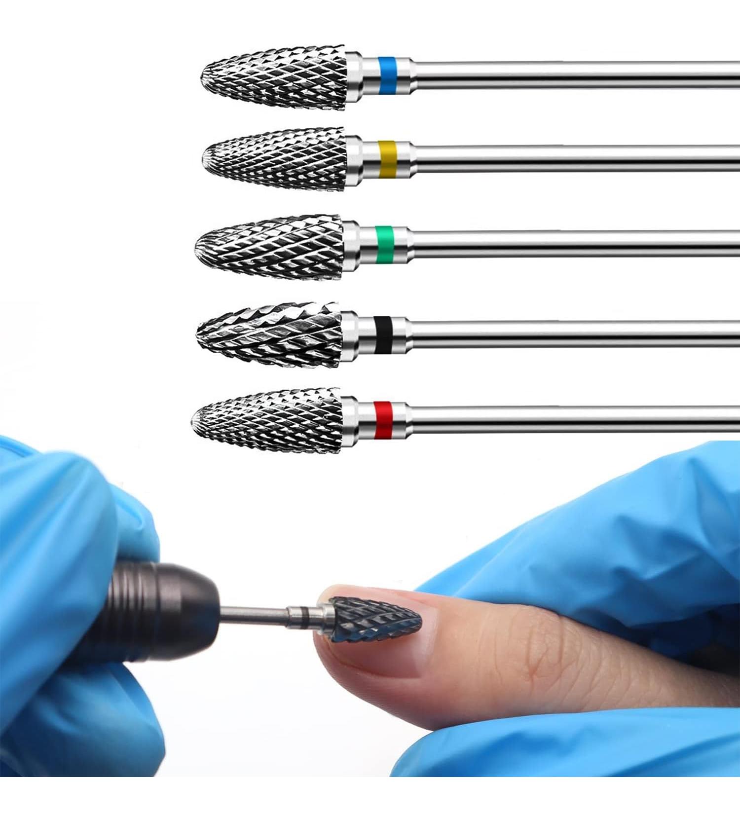 5pcs Tungsten Nail Drill Bits Set for Acrylic Nails - Professional Cuticle Polishing Bits for Manicure Pedicure - Electric Nail Files for Salon & Home Use - Buy Online on GoSupps.com
