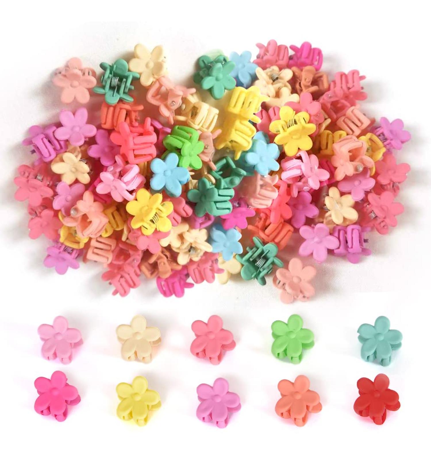 50 Pcs Mini Flower Hair Claw Clips for Girls in Colorful Box - Non-Slip Plastic Small Jaw Clips for Baby, Toddler, Kids - Buy Online on GoSupps.com