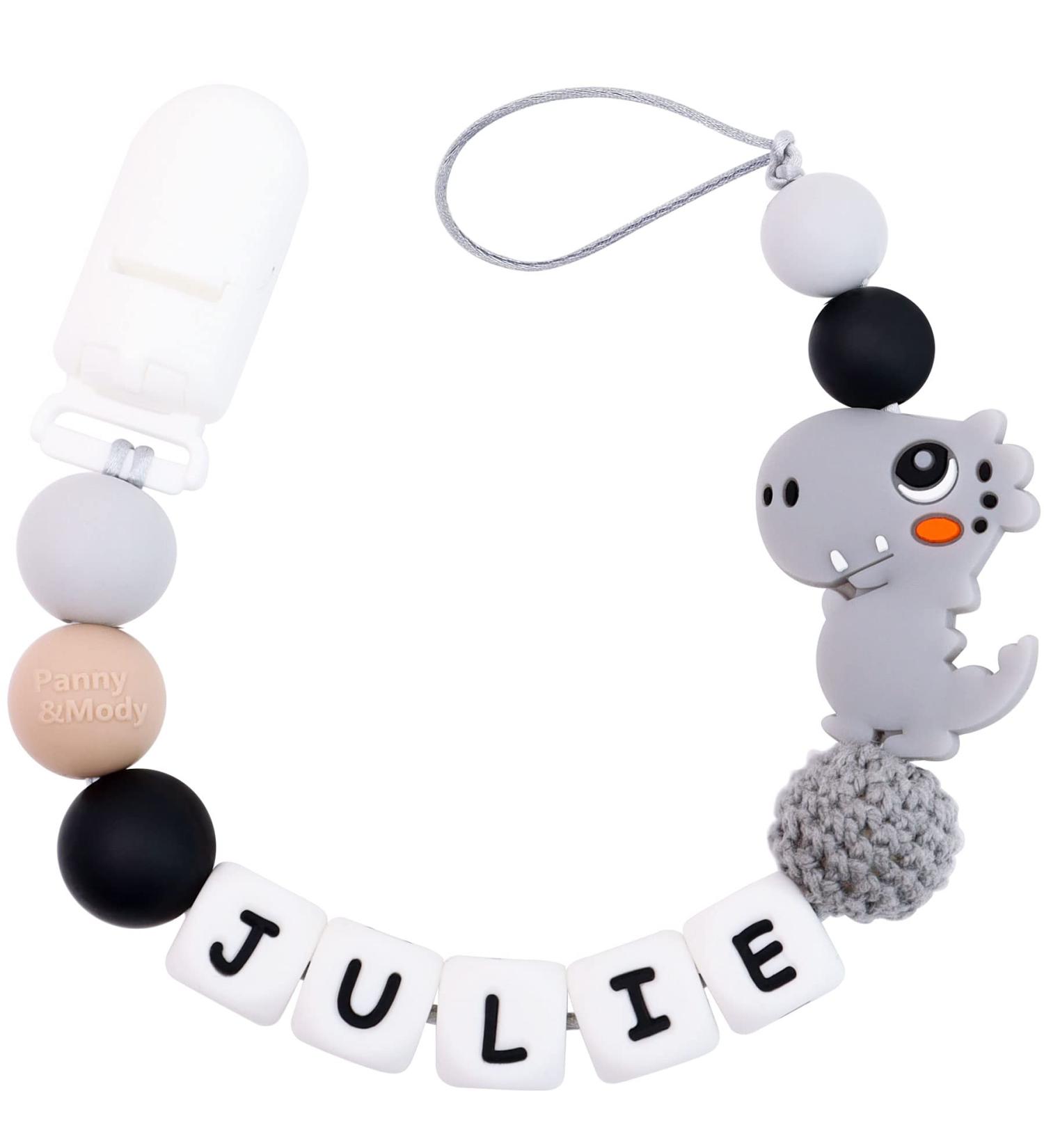 Custom Stroller Clip with Name - Panny & Mody Personalized Stroller Clip (Dragon Grey) | International Shipping Available - Buy Online on GoSupps.com