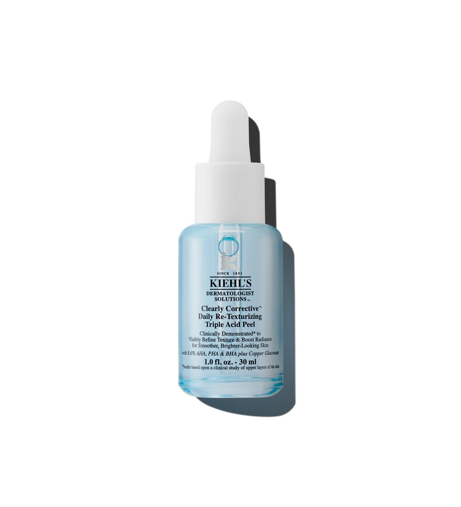 Kiehl's Clearly Corrective Daily Re-Texturizing Triple Acid Peel Serum - Exfoliating Facial Peel with Salicylic Glycolic & Lactic Acid for Smooth Skin - 1 fl oz - International Shipping Available - Buy Online on GoSupps.com