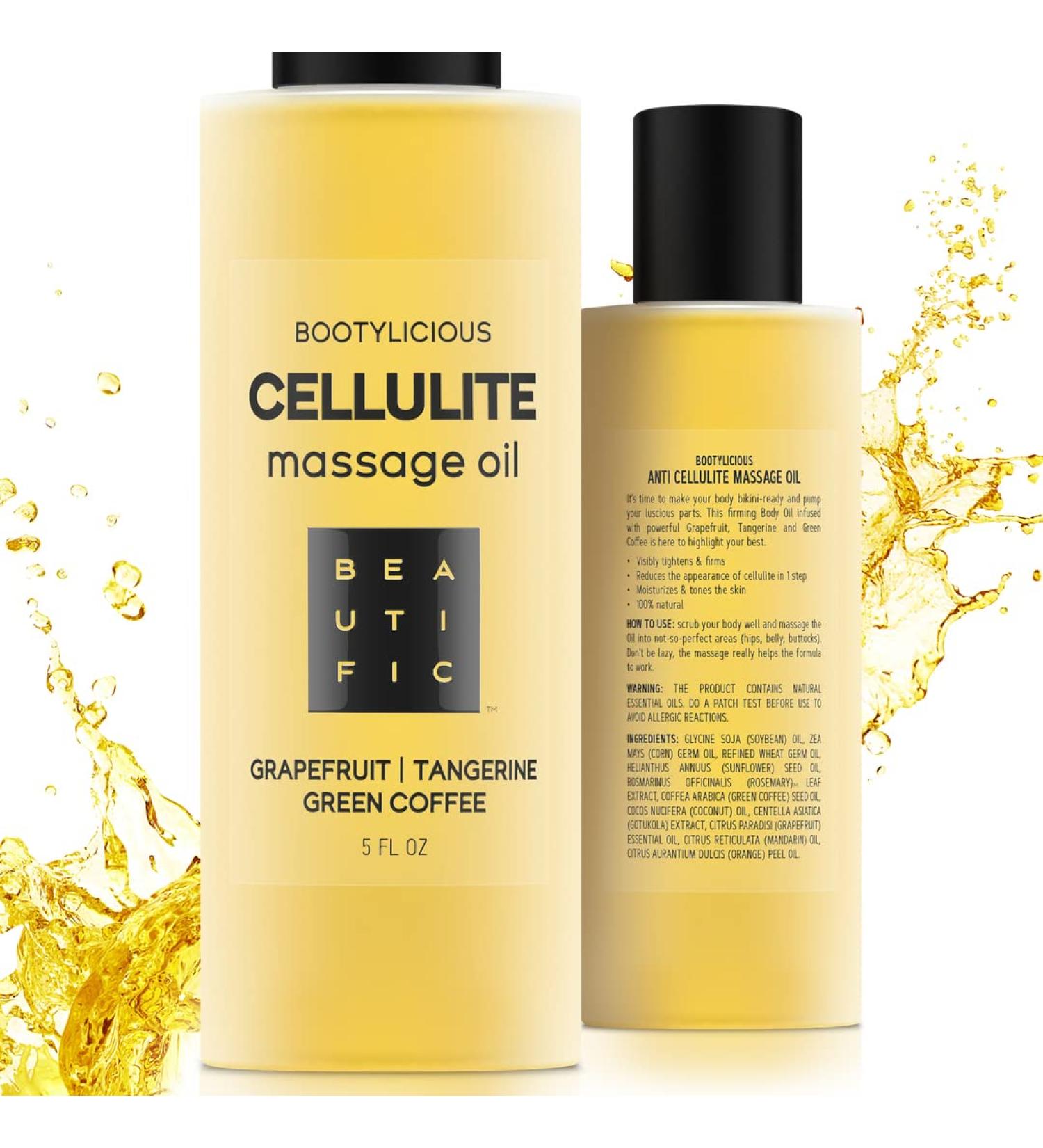 Anti Cellulite Massage Oil with Grapefruit & Tangerine Essential Oil - Natural Cellulite Remover for Skin Tightening & Firming | Unisex Formula with Green Coffee Oil - Buy Online on GoSupps.com