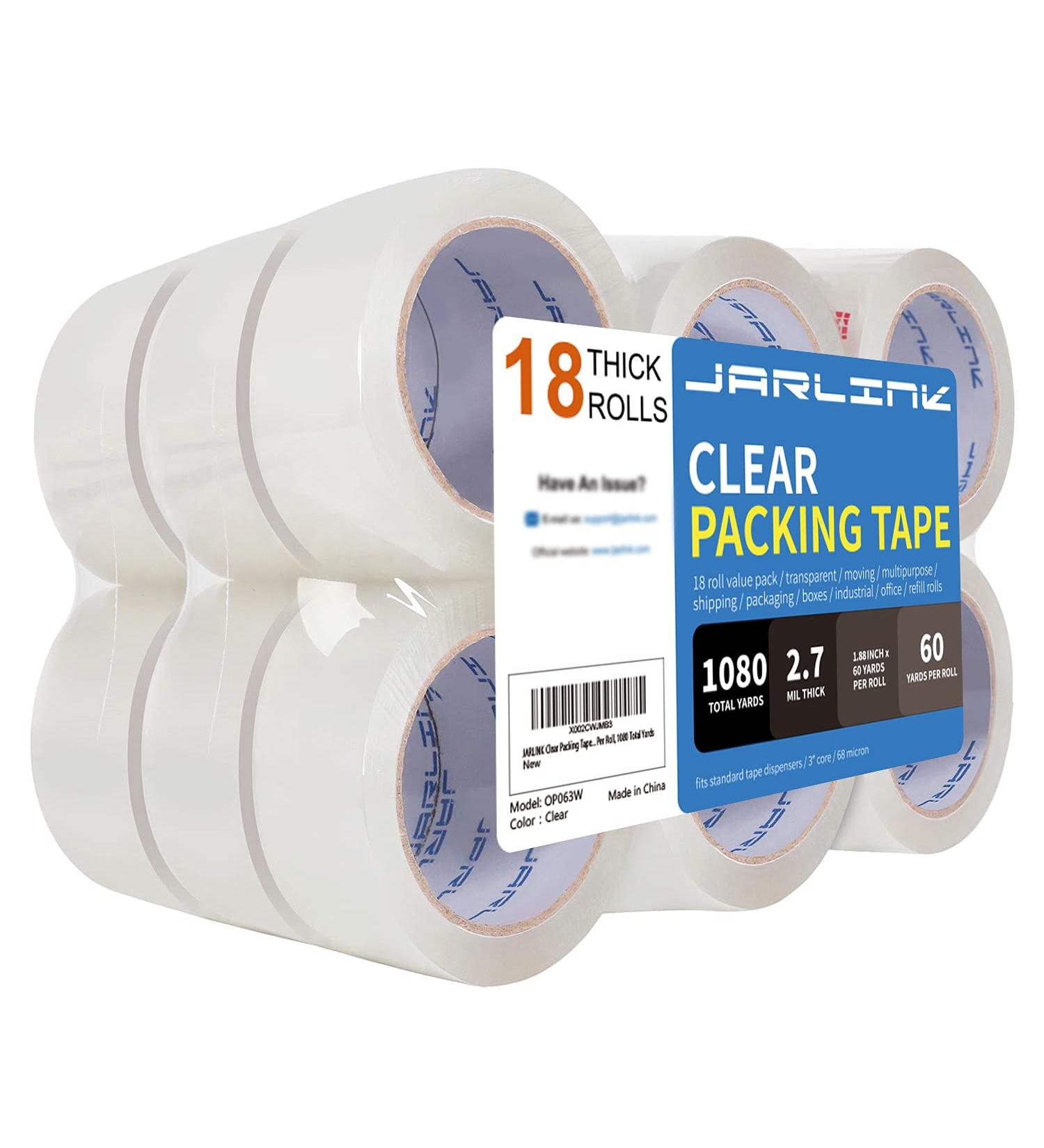 JARLINK Clear Packing Tape (18 Rolls) Heavy Duty Packaging Tape for Shipping Packaging Moving Sealing 2.7mil Thick 1.88 inches Wide 60 Yards Per Roll 1080 Total Yards - Buy Online on GoSupps.com
