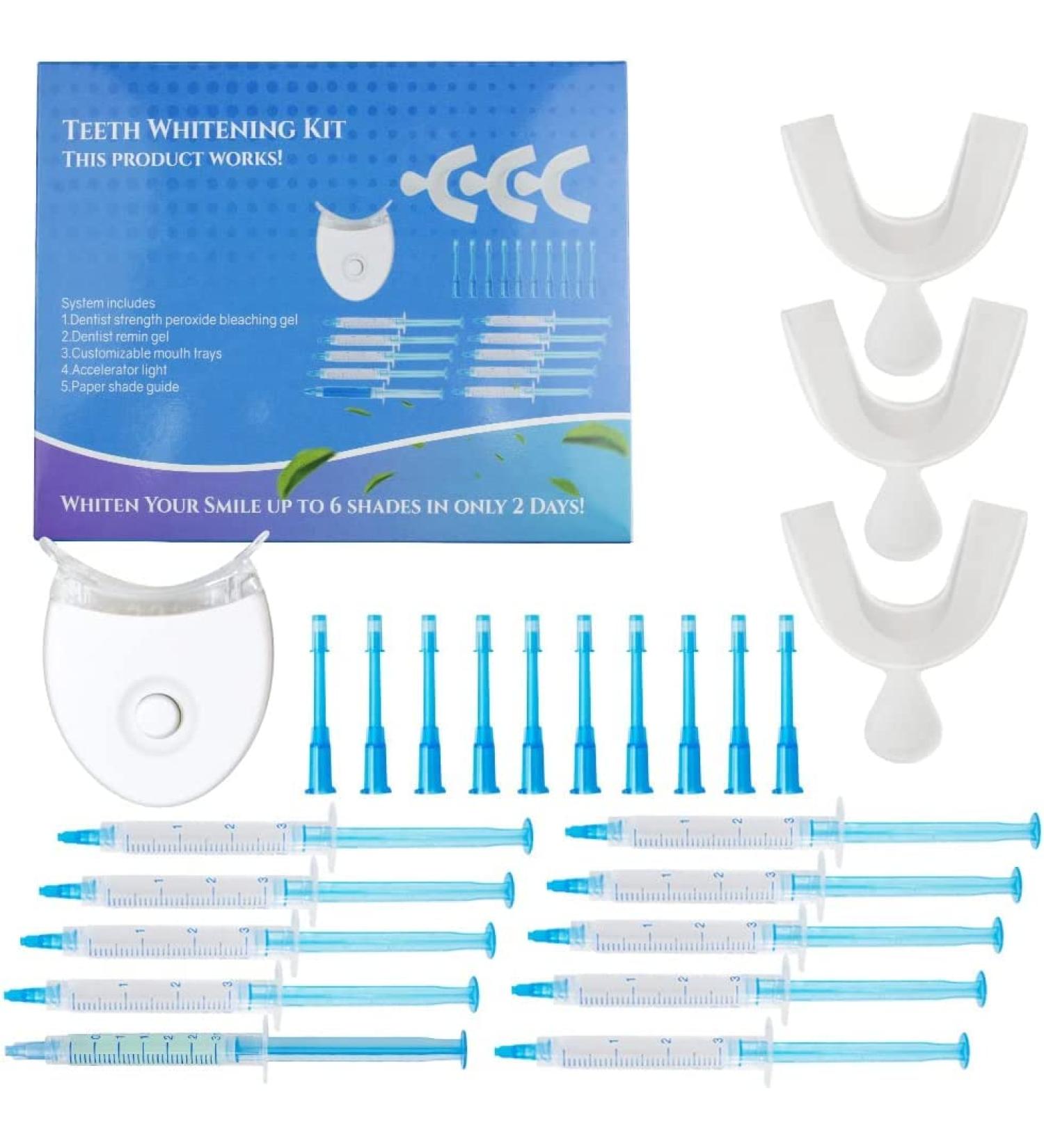 Fast Teeth Whitening Kit with LED Light - 10 Min Non-Sensitive Gel for Coffee, Smoking, Wine Stains - Buy Online on GoSupps.com