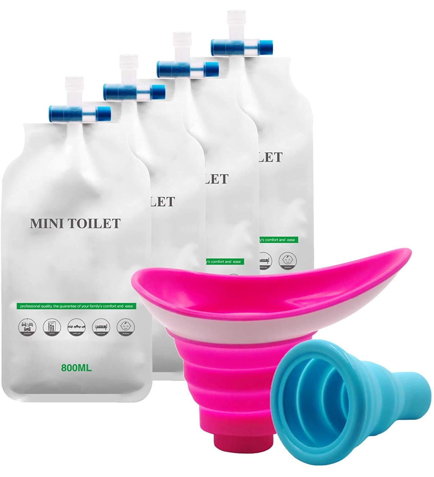 Portable Female Urinal Device | Stand to Pee | Emergency Funnel Urine Bags | Travel Pee Bag for Women, Men & Kids | Pink - Buy Online on GoSupps.com
