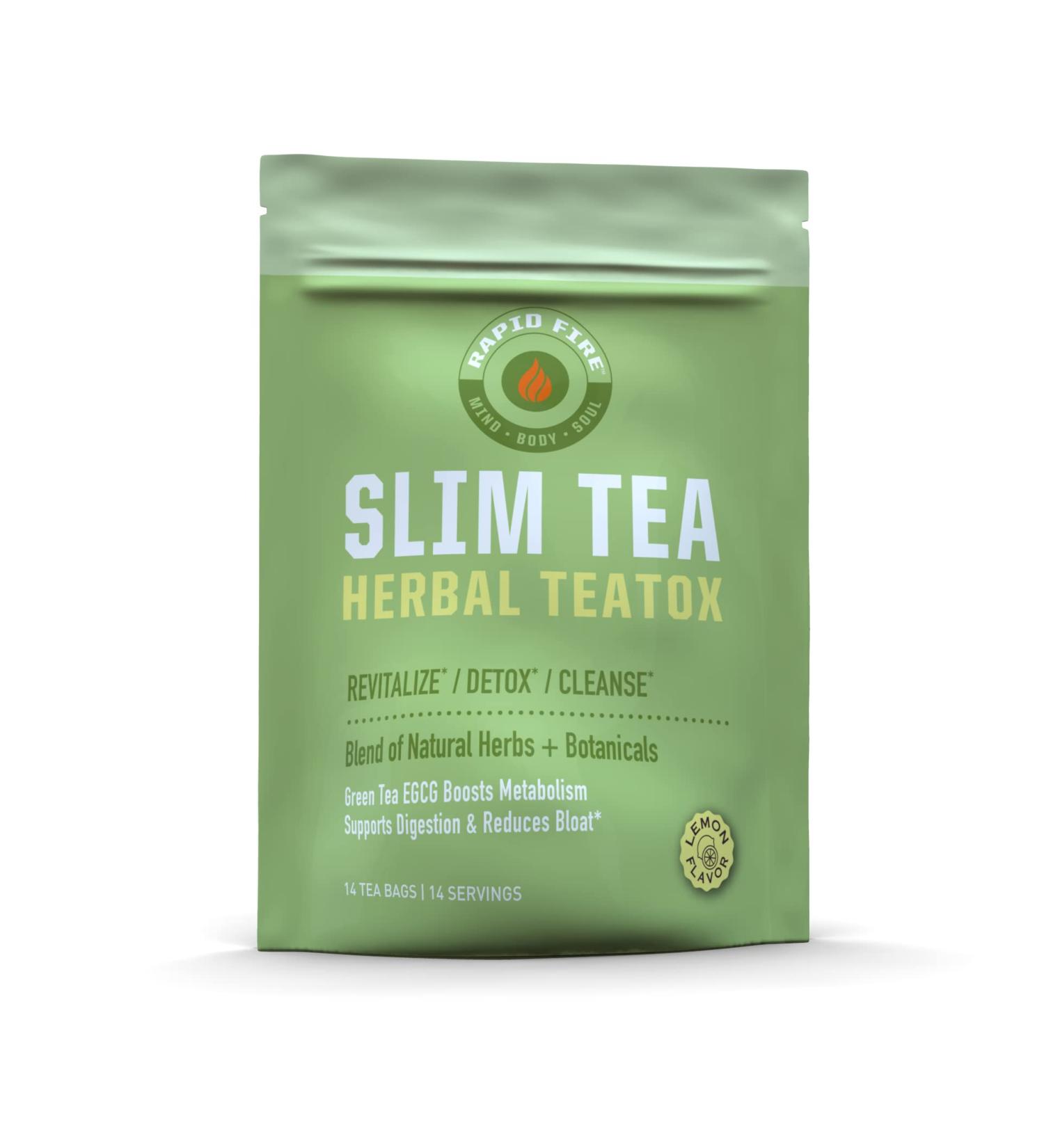RAPIDFIRE SlimTea 14 Day Herbal Teatox Matcha Tea Real Lemon Flavor 14 Tea Bags