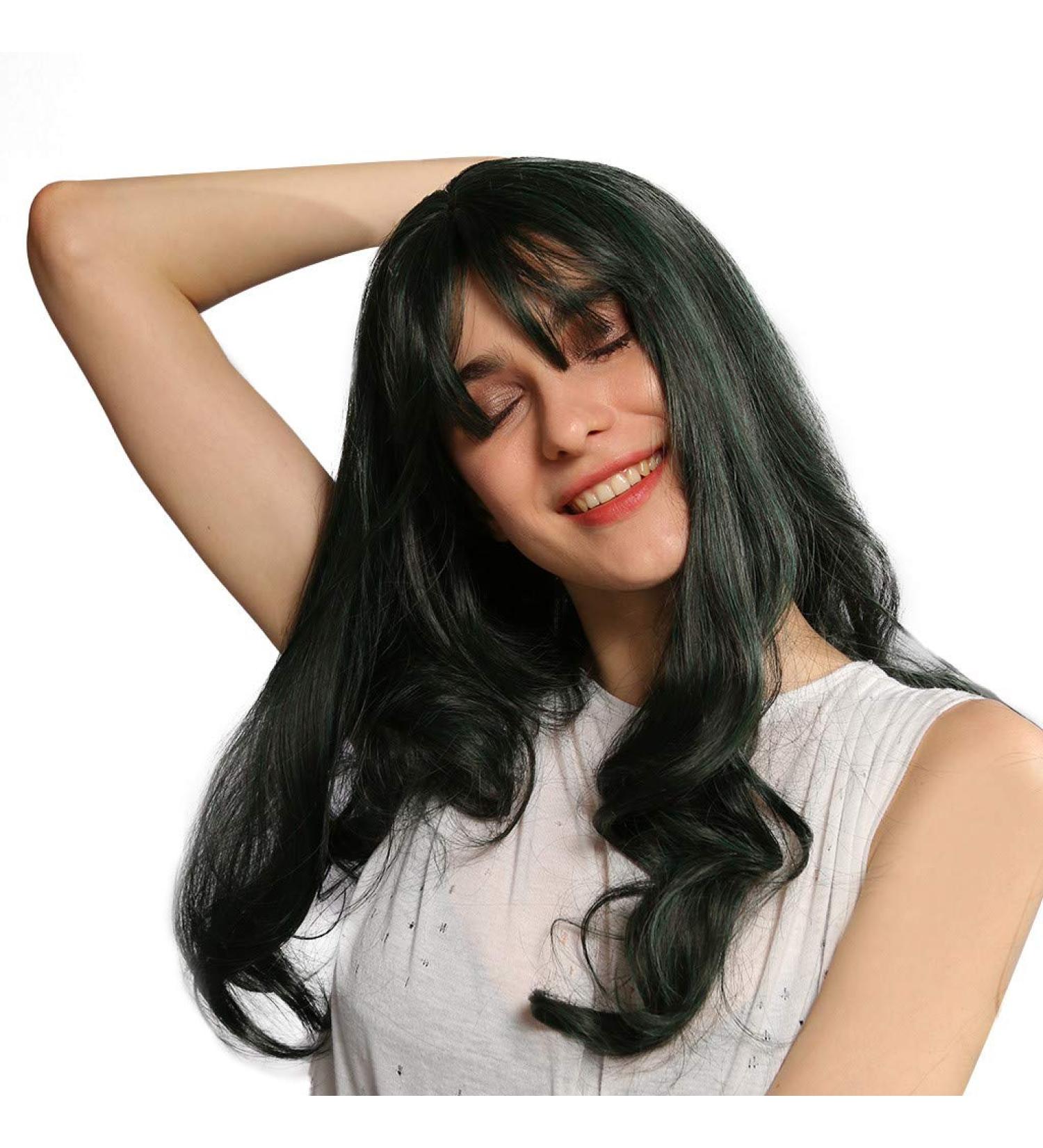 Buy Long Black Synthetic Wig for Women - Brazilian Wavy & Curly Cosplay Styles | 50s 60s 70s 80s Vintage Looks - Buy Online on GoSupps.com