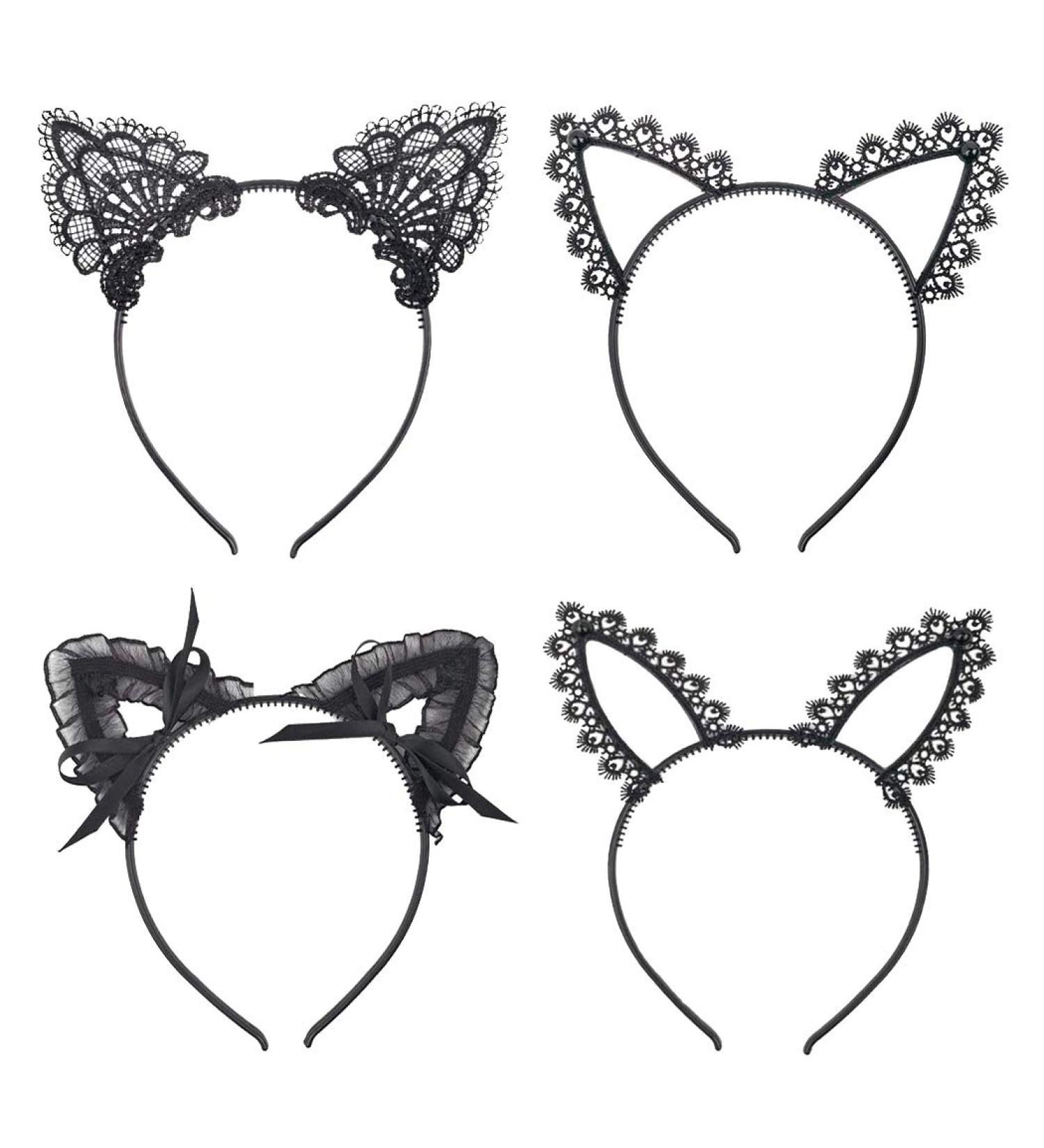 Buy Cat Ears Hair Ties 4 Piece Sexy Headbands for Women & Girls | Perfect for Parties & Festivals Black - Buy Online on GoSupps.com