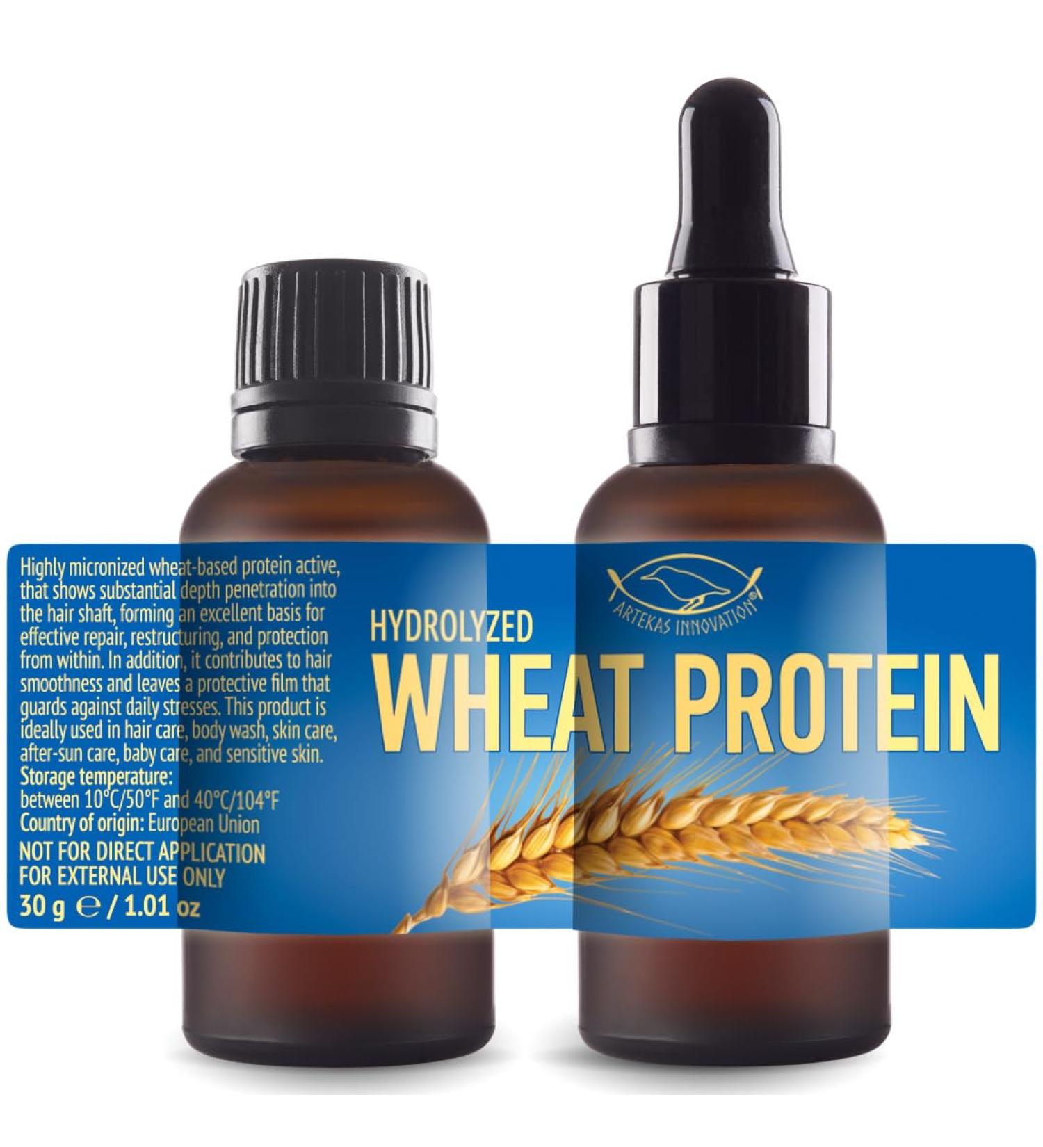 Buy Hydrolyzed Wheat Protein Liquid - 2oz for Hair Skin & Body Care - Ideal for DIY Shampoos & Conditioners - 2 Vials with Pipette & Screw Cap - International Shipping Available - Buy Online on GoSupps.com