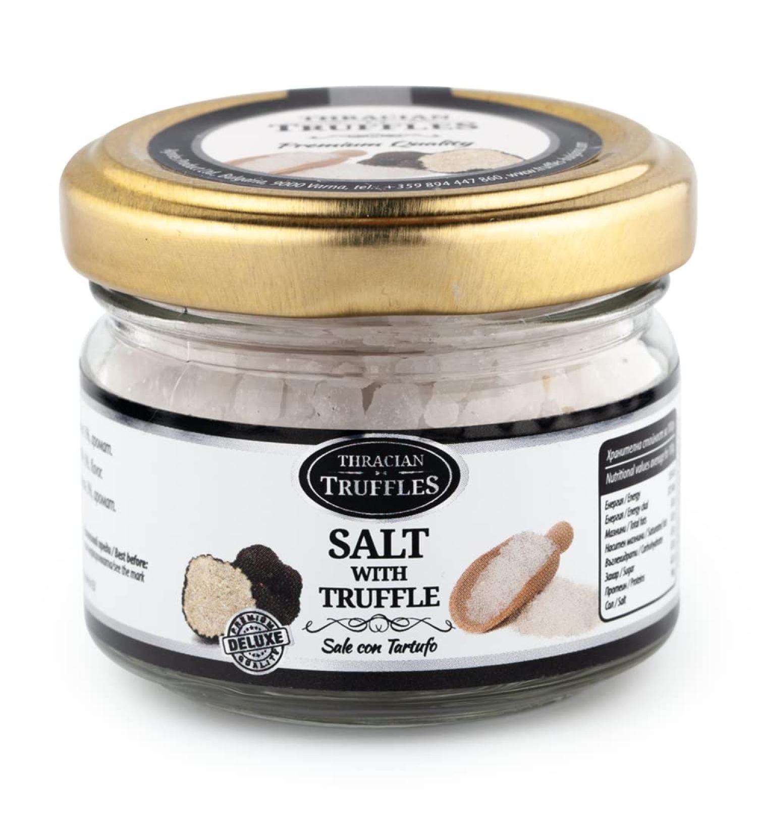 Black Truffle Salt Sea Salt with Truffles Truffle Flavoured Gourmet Salt Black Truffle Condiment Seasoning with Truffle Sale con Tartufo 60g Glass jar - Buy Online on GoSupps.com