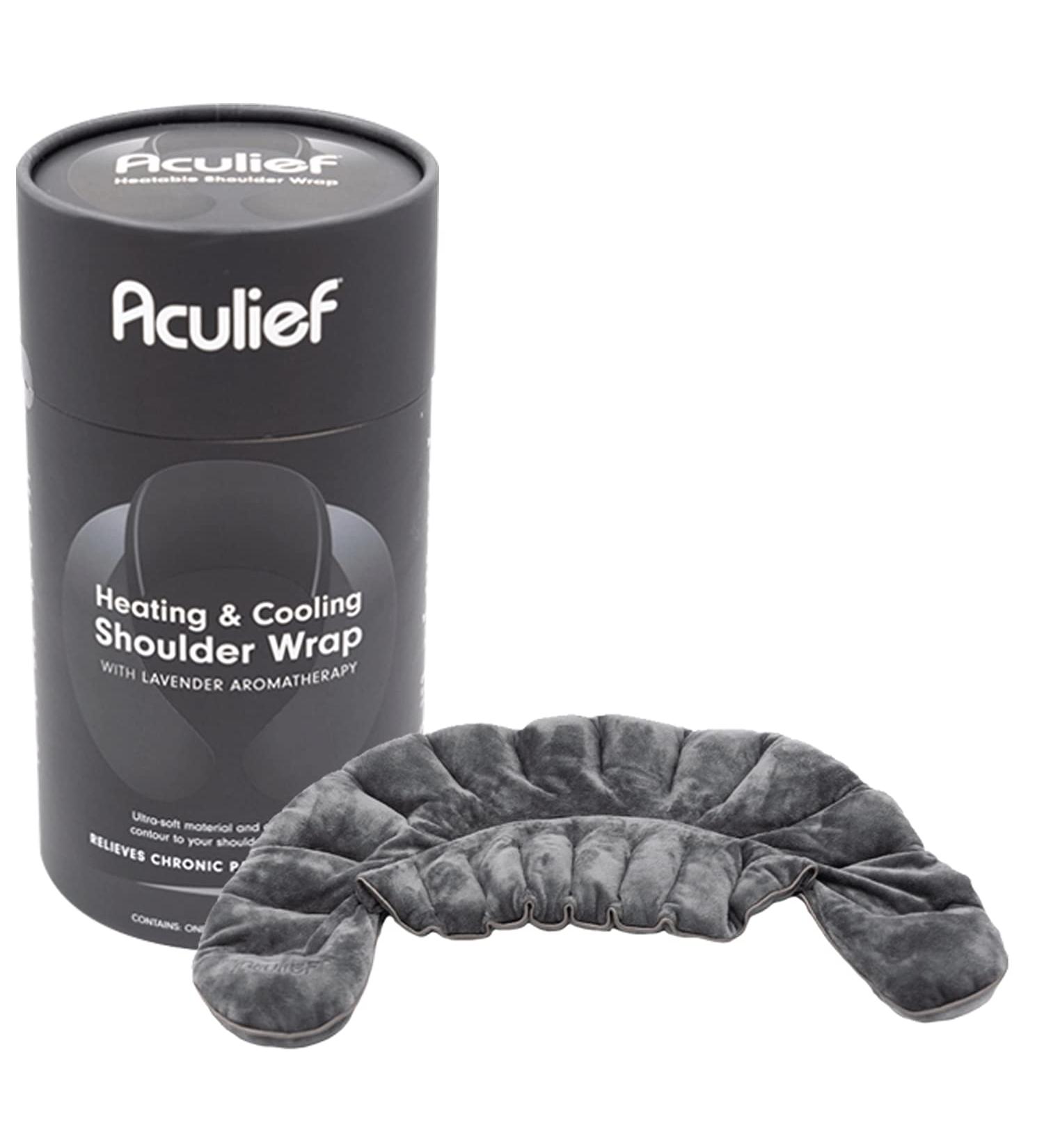 Aculief Lavender Aromatherapy Shoulder Wrap | Hot & Cold Pad for Neck & Shoulder Pain Relief | Microwave/Freezer-Ready (Gray) - Buy Online on GoSupps.com
