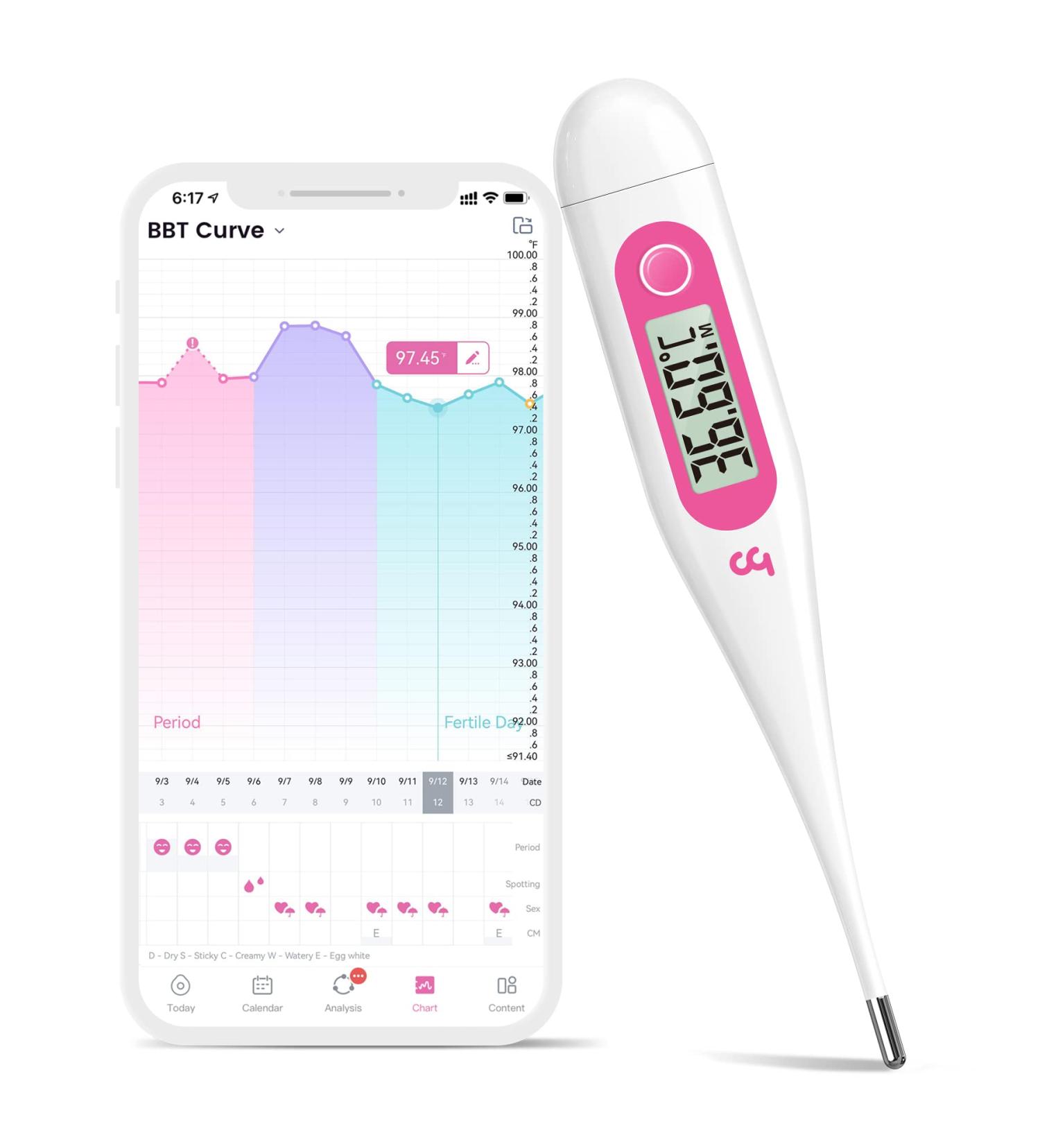 Femometer Vinca Lite Basal Thermometer - Digital Fertility Monitor for Ovulation Cycle Control | Pink - Buy Online on GoSupps.com