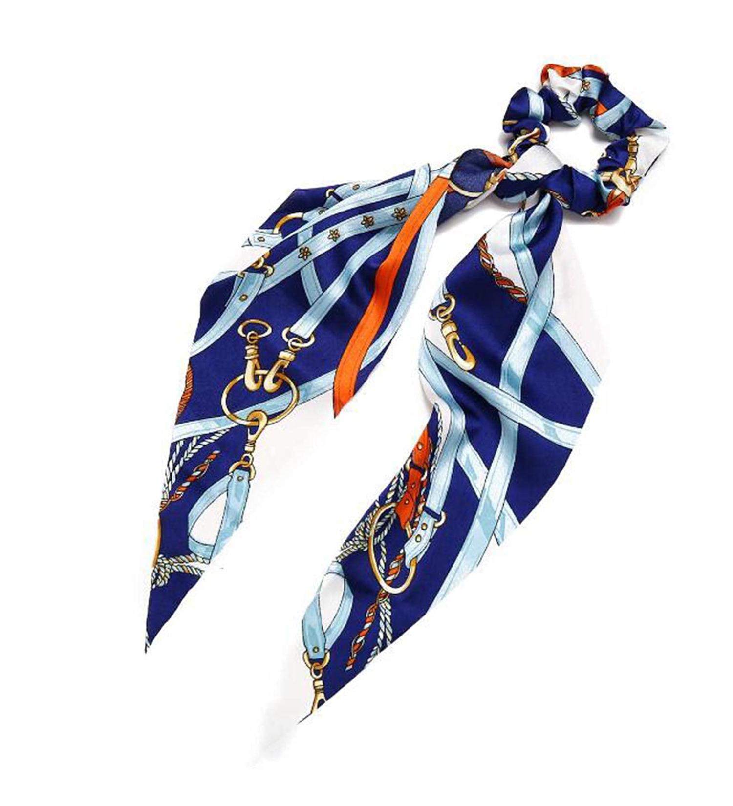 Yheakne Silk Hair Scarf Tie Chiffon Long Ponytail Holder Scrunchies Silk Long Tail Hair Band Vintage Bandana Hair Scrunchy for Women and Girls (Blue) - Buy Online on GoSupps.com