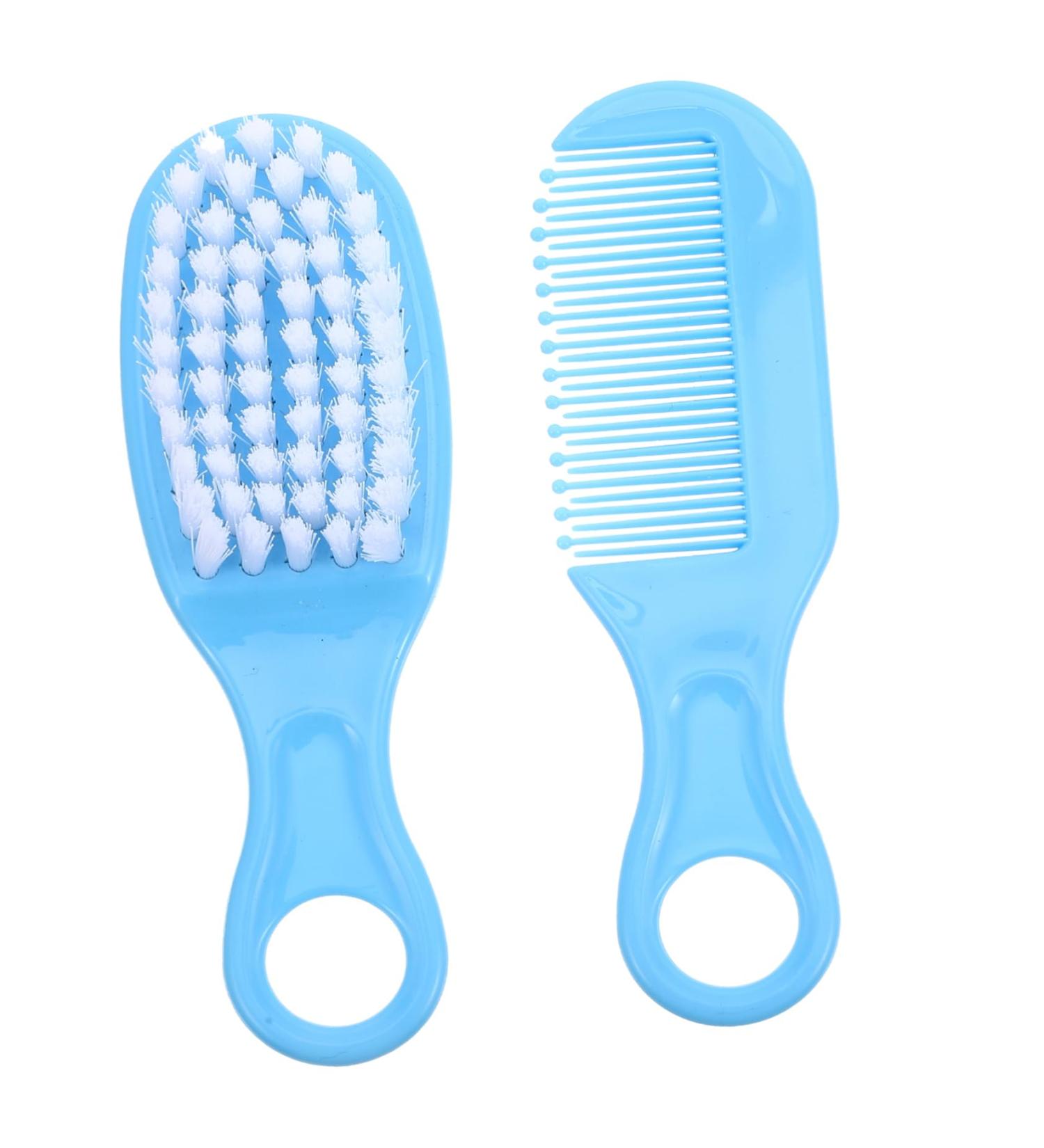 Buy Brush & Comb Set for Newborns | Gentle Safety Hairbrush & Wooden Comb Kit | Perfect for Boys | Soft Fur Shampoo & Massage Blue Size 1 - Buy Online on GoSupps.com