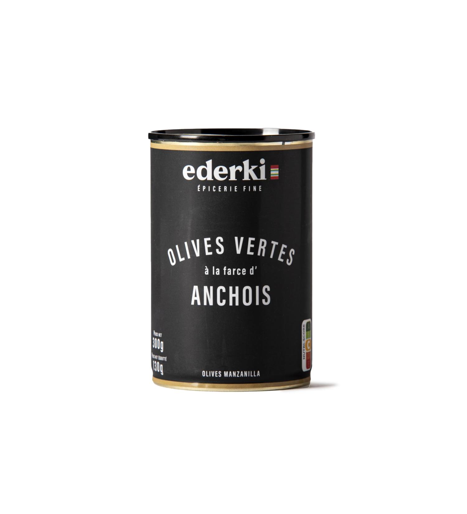 EDERKI - Green olives with anchovy stuffing 300g - Set of 3