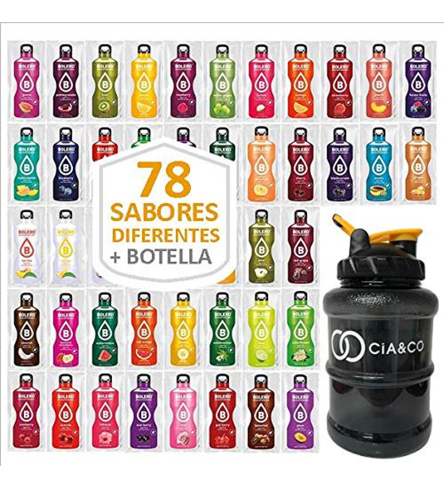 Bol ro Bolero Sugar-Free Drinks - 78 Flavor Pack + Cia&Co Limited Edition Bottle - 1.5 L - Buy Online on GoSupps.com