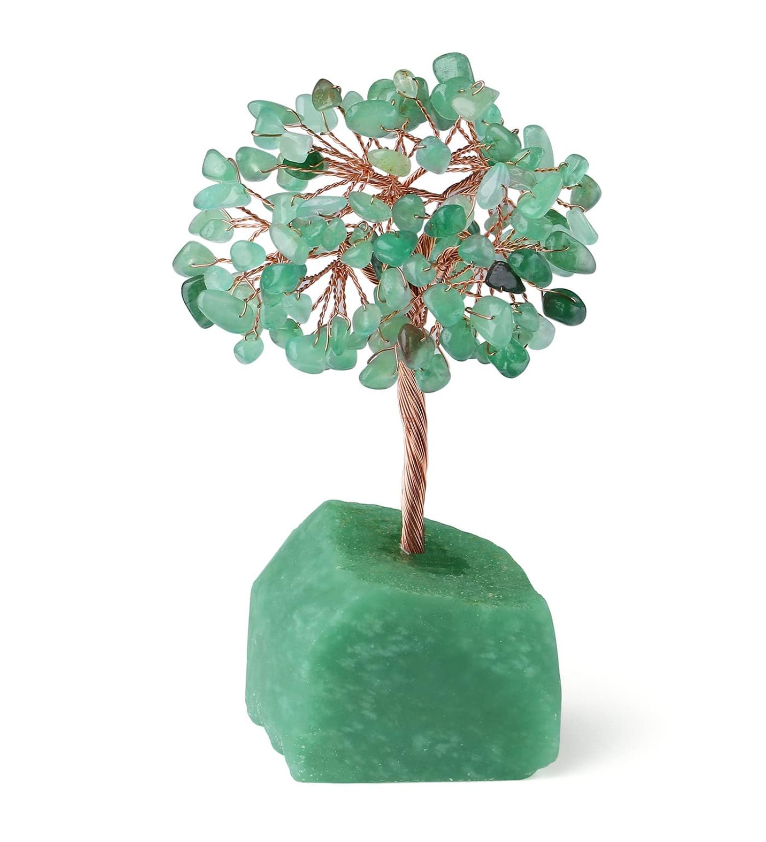 Xiannvxi Green Aventurine Crystal Money Tree - Feng Shui Tree of Life Decoration | Natural Gemstones Bonsai Decor - Buy Online on GoSupps.com