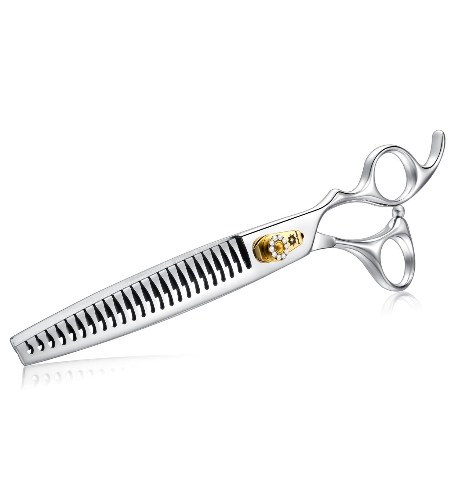 Dream REAC 8 Inch Dog Effilting Scissors - Ergonomic 440C Stainless Steel with 75% Thinning Rate & Adjustable Screw - Professional Dog Grooming Shears - Buy Online on GoSupps.com