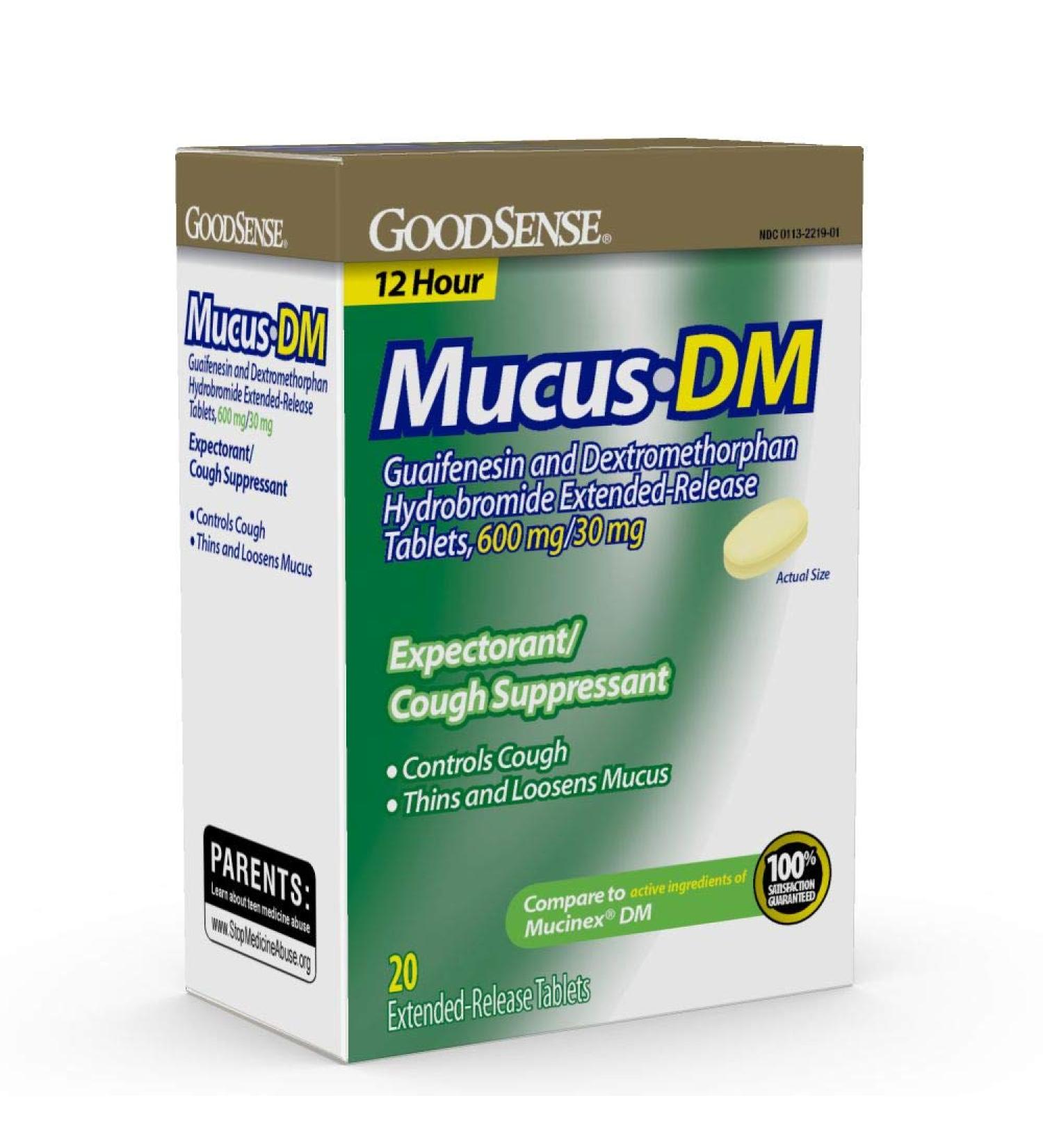 GoodSense Mucus DM Extended-Release Tablets 600mg/30mg 20ct - Expectorant and Cough Suppressant - Buy Online on GoSupps.com