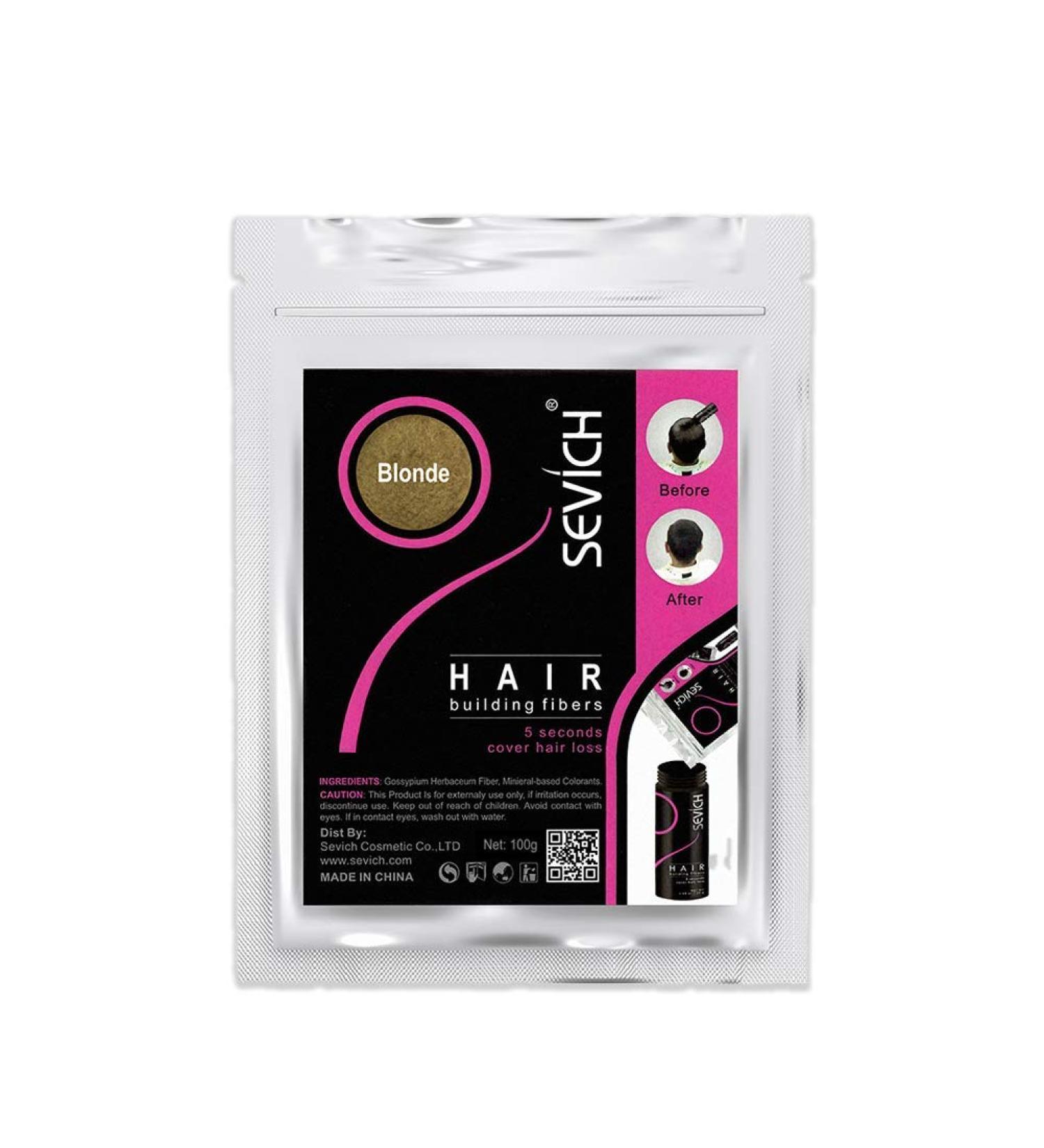 Sevich Hair Fibers - Natural Keratin Hair Building Fibers for Thin Hair | 100g Blonde Refill - International Shipping Available - Buy Online on GoSupps.com