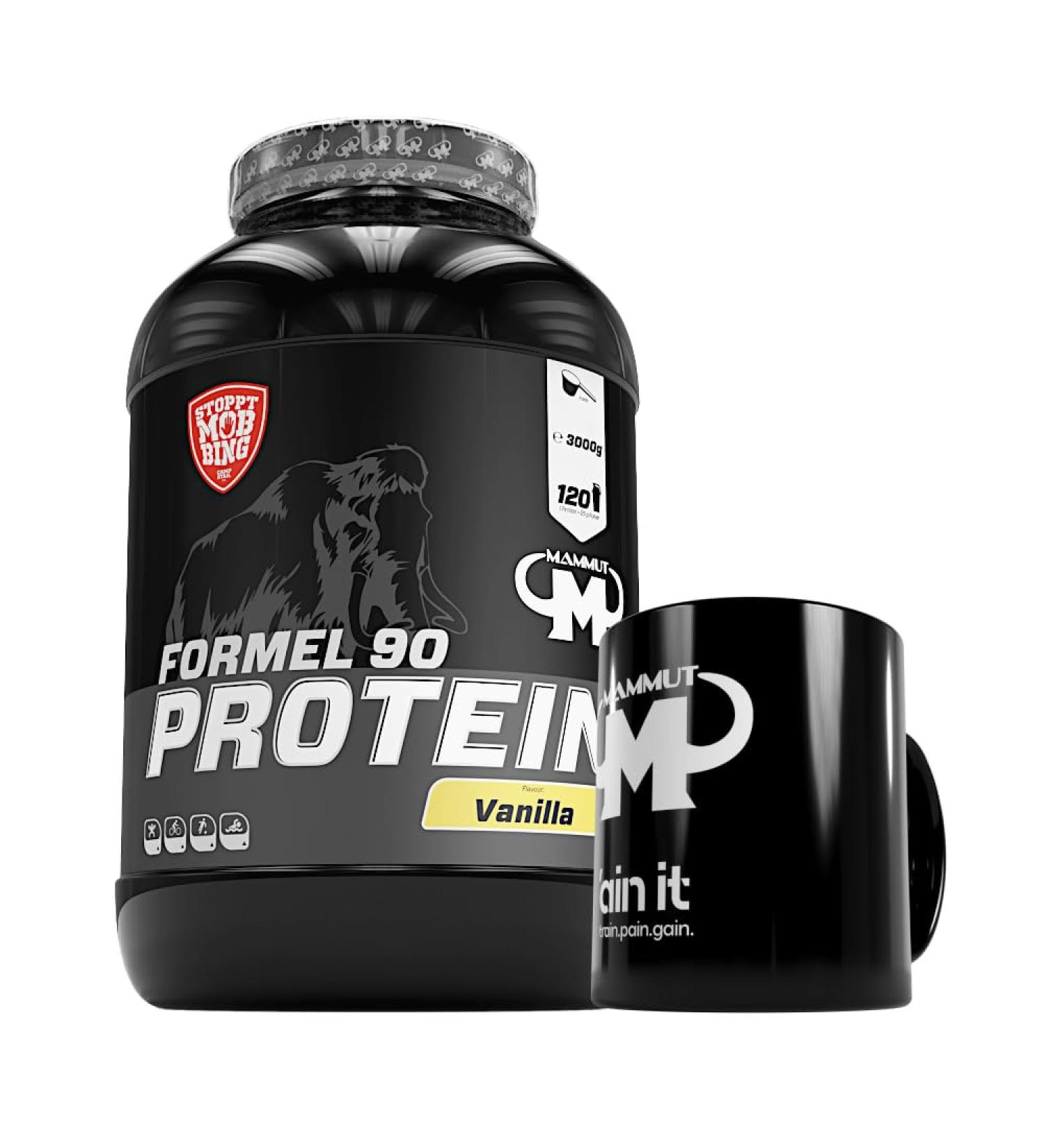 3kg Mammut Formula 90 Protein Shake - Vanilla Flavor & Ceramic Cup Set | High-Quality Protein for Muscle Gain - International Shipping Available - Buy Online on GoSupps.com
