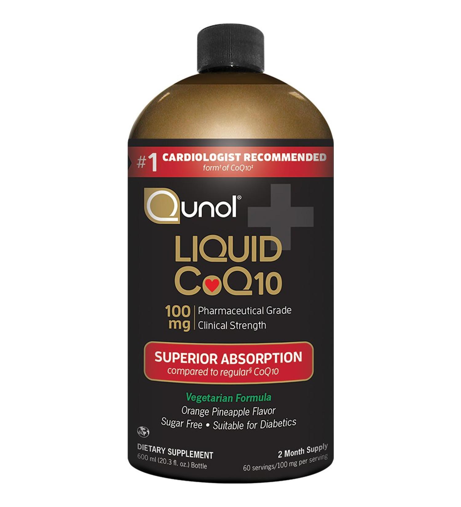Qunol Liquid CoQ10 100mg Superior Absorption Natural Supplement Form of Coenzyme Q10 Antioxidant for Heart Health Orange Pineapple Flavored 60 servings 20.3 oz Bottle