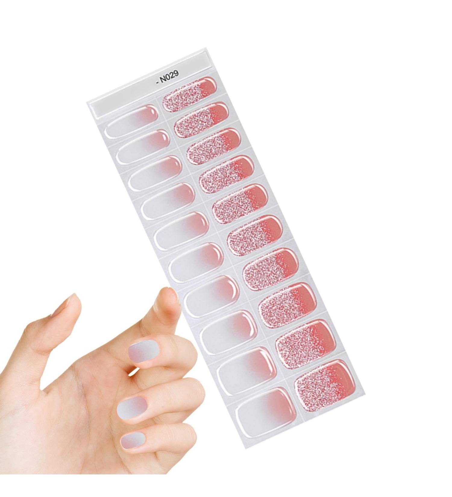 Ruwshuuk Gel Nail Strips Glitter Nail Sticker | Semi Cured Gel Nail Polish Strips with Lamp Glitter Nail Gel Polish Stickers Suitable for All Seasons N029 - Buy Online on GoSupps.com