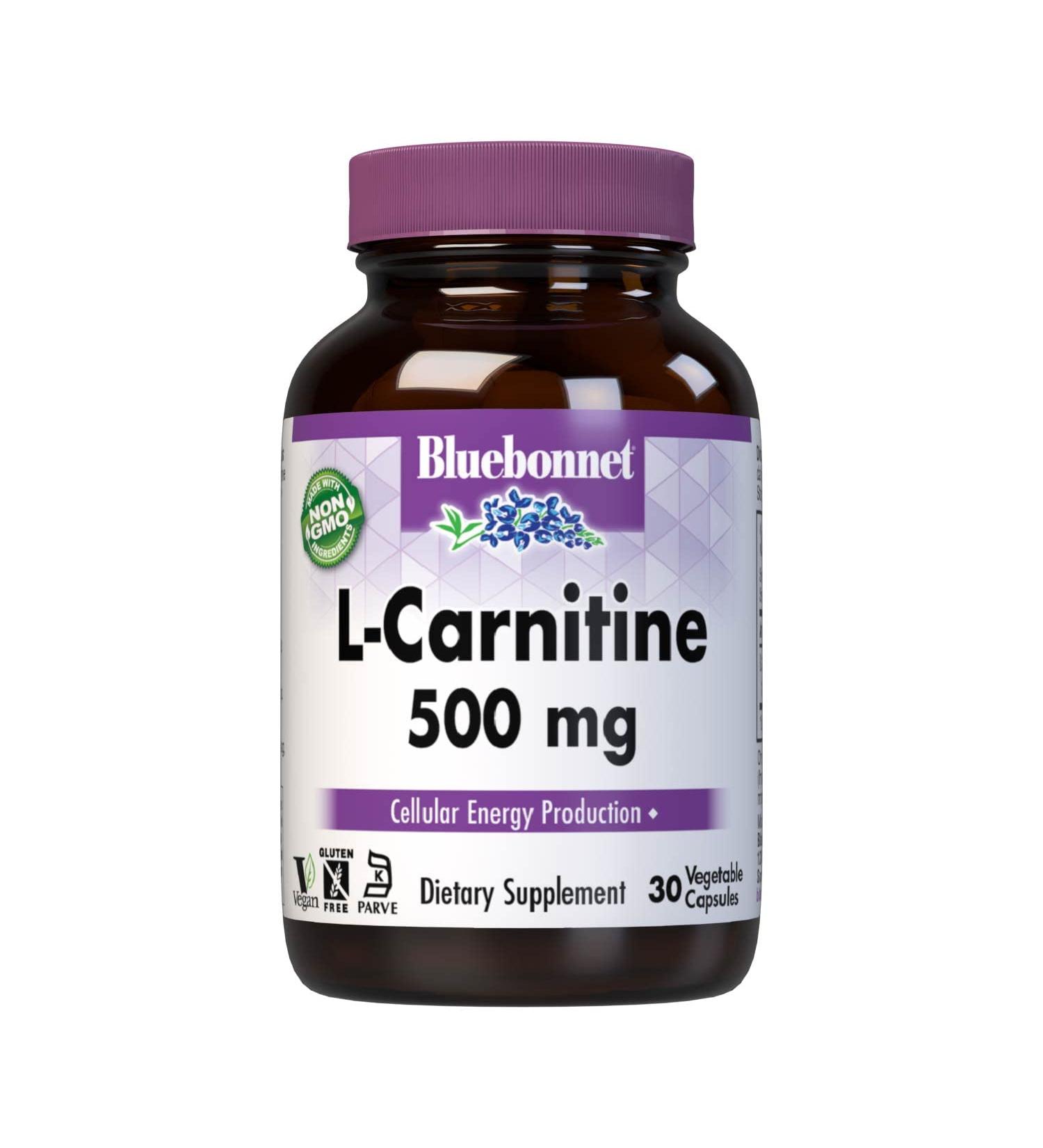 Buy Bluebonnet Nutrition L-Carnitine 500mg - Soy-Free Gluten-Free Vegan Boosts Energy & Transports Fatty Acids - 30 Vegetable Capsules - Buy Online on GoSupps.com