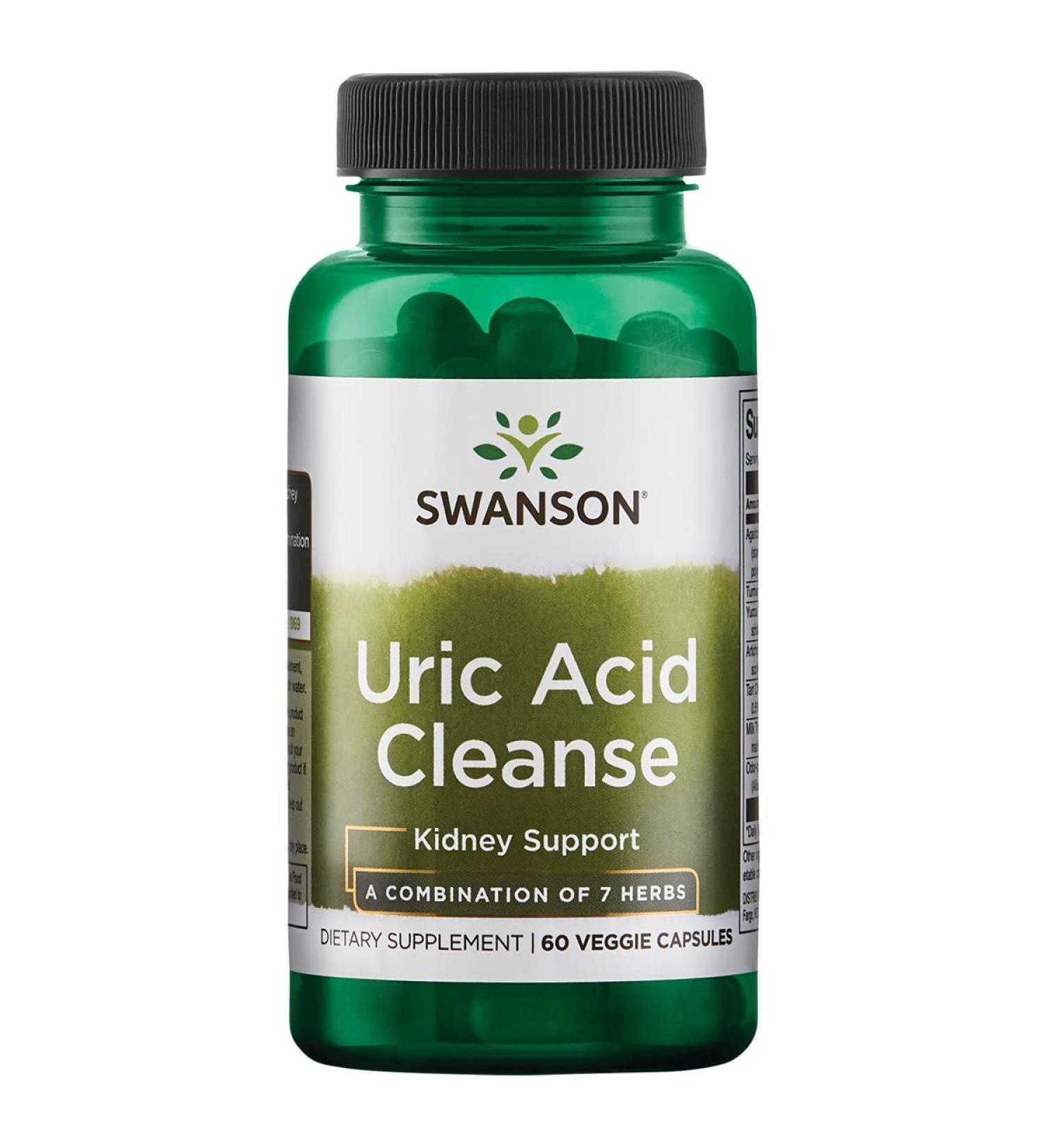 Swanson Uric Acid Cleanse - Kidney Support Supplement with 7 Powerful Herbs - 60 Veggie Capsules - Buy Online on GoSupps.com