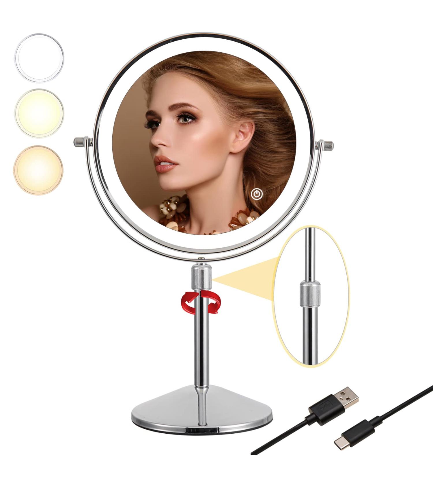 TUSHENGTU Tri-Color 10X Magnifying Makeup Mirror | Height-Adjustable T840-C-10X - Buy Online on GoSupps.com