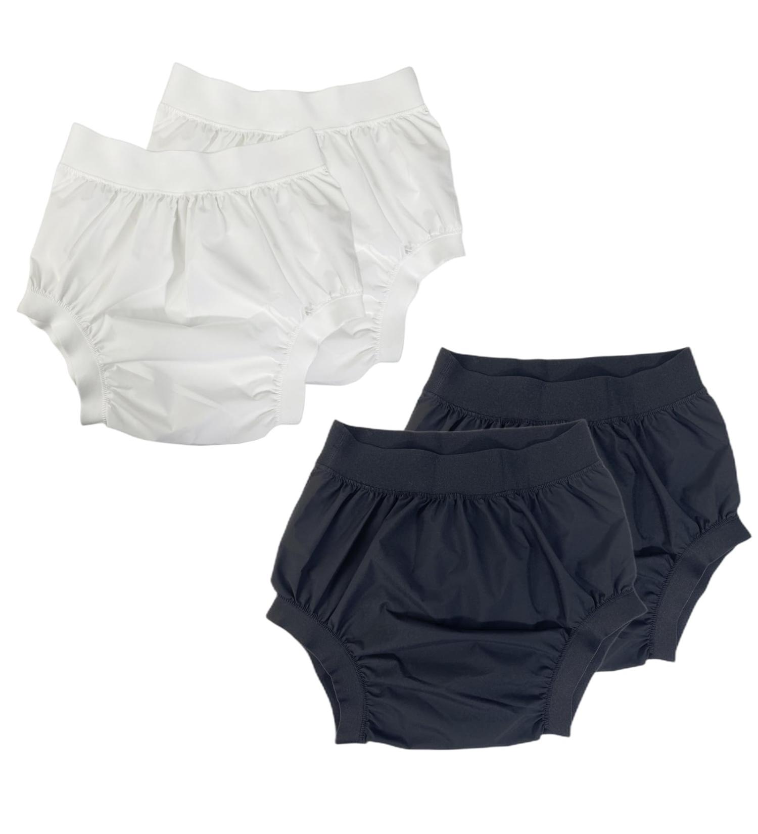AQX Fabric Adult Diaper Covers - Reusable Waterproof and Leak-Proof High Waist Underwear for Incontinence (4-Pack - Black & White XL) - Buy Online on GoSupps.com