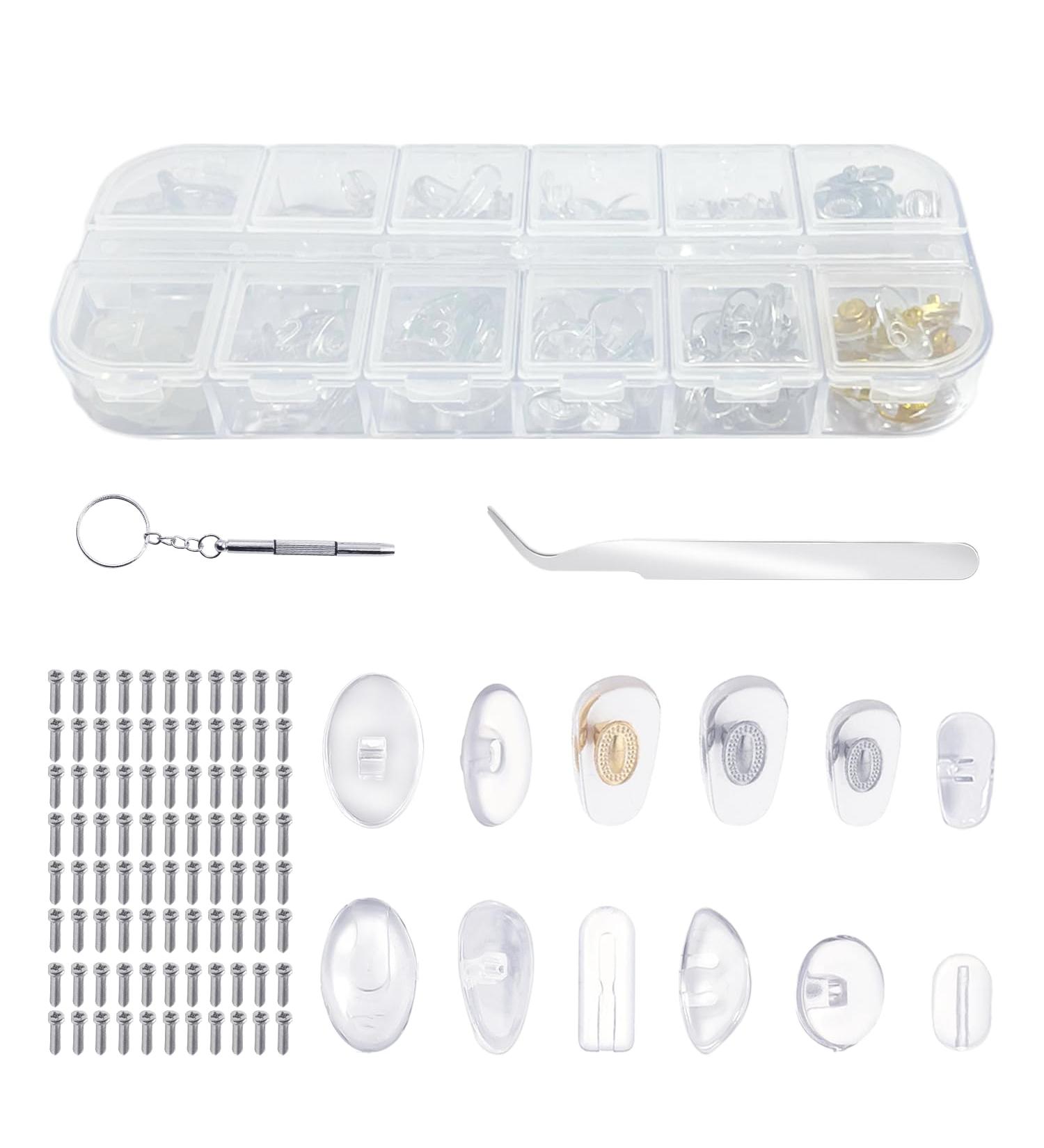 143-Part Glasses Repair Set | Silicone Nose Pads Tool & Hinge Caps for Easy Fixes - Buy Online on GoSupps.com