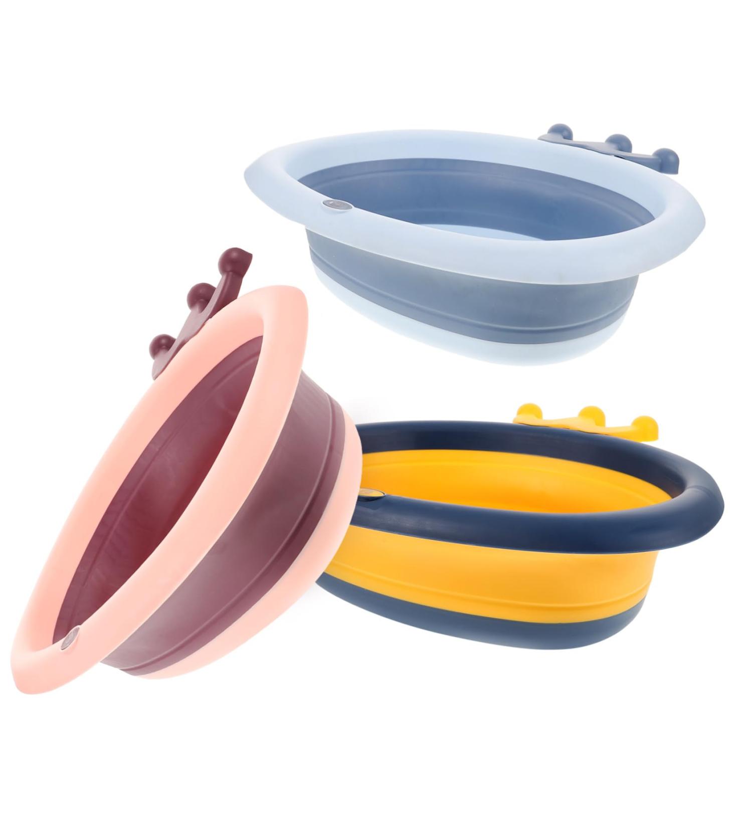 Toyvian Folding Wash Basin Set - 3 Pieces Baby & Foot Bath Portable & Collapsible - Ideal for International Shipping - Buy Online on GoSupps.com