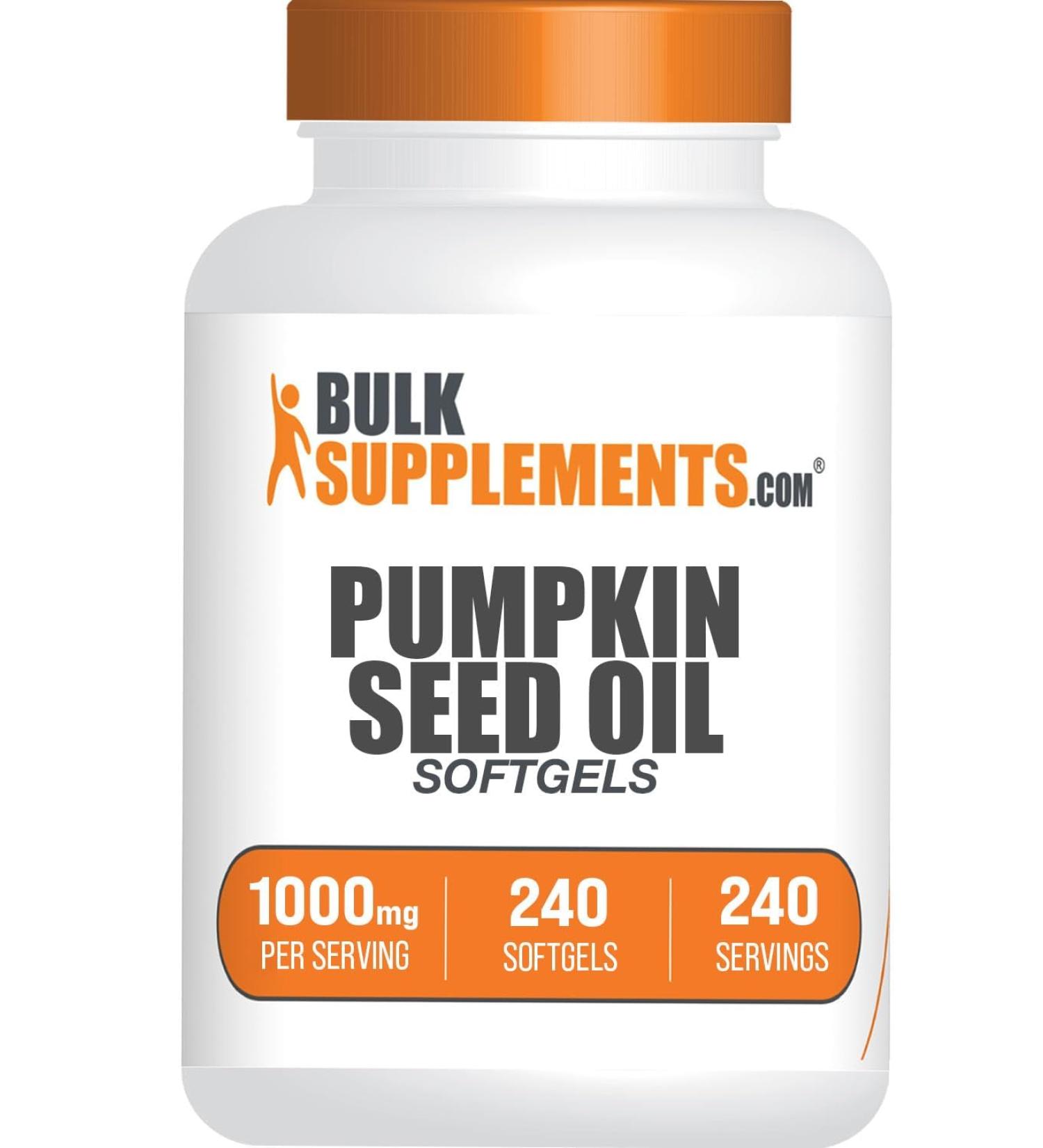 BulkSupplements.com Pumpkin Seed Oil Softgels - Pumpkin Seed Oil Supplement Herbal Supplement - Gluten Free 1 Softgel per Serving 240 Count (Pack of 1) - Buy Online on GoSupps.com