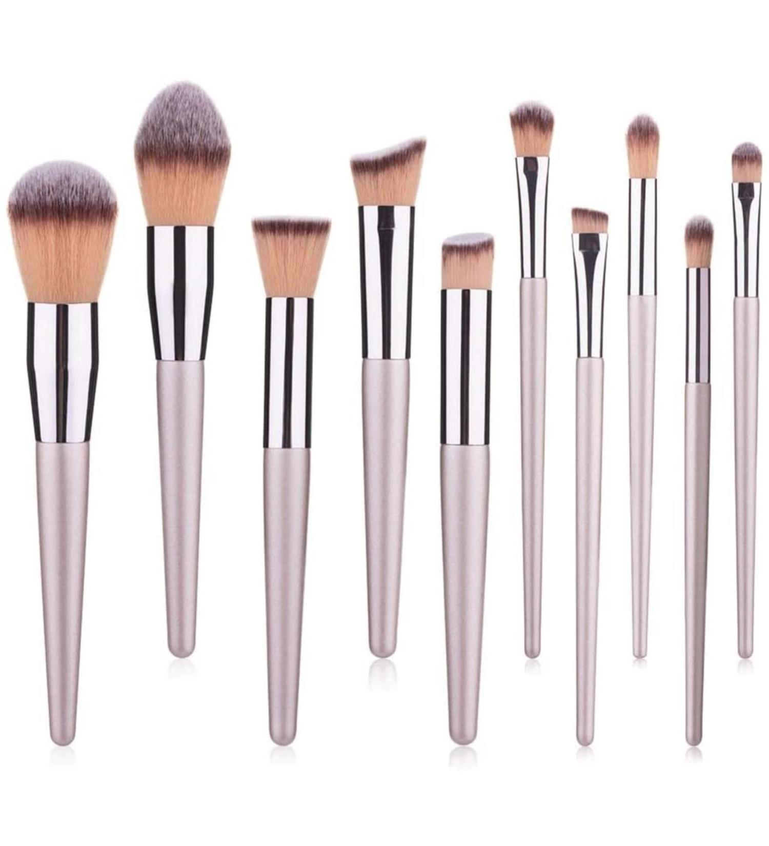 Champagne Makeup Brush Set - 10 Premium Beauty Tools for Foundation Blush & Eye Shadow - International Shipping Available - Buy Online on GoSupps.com