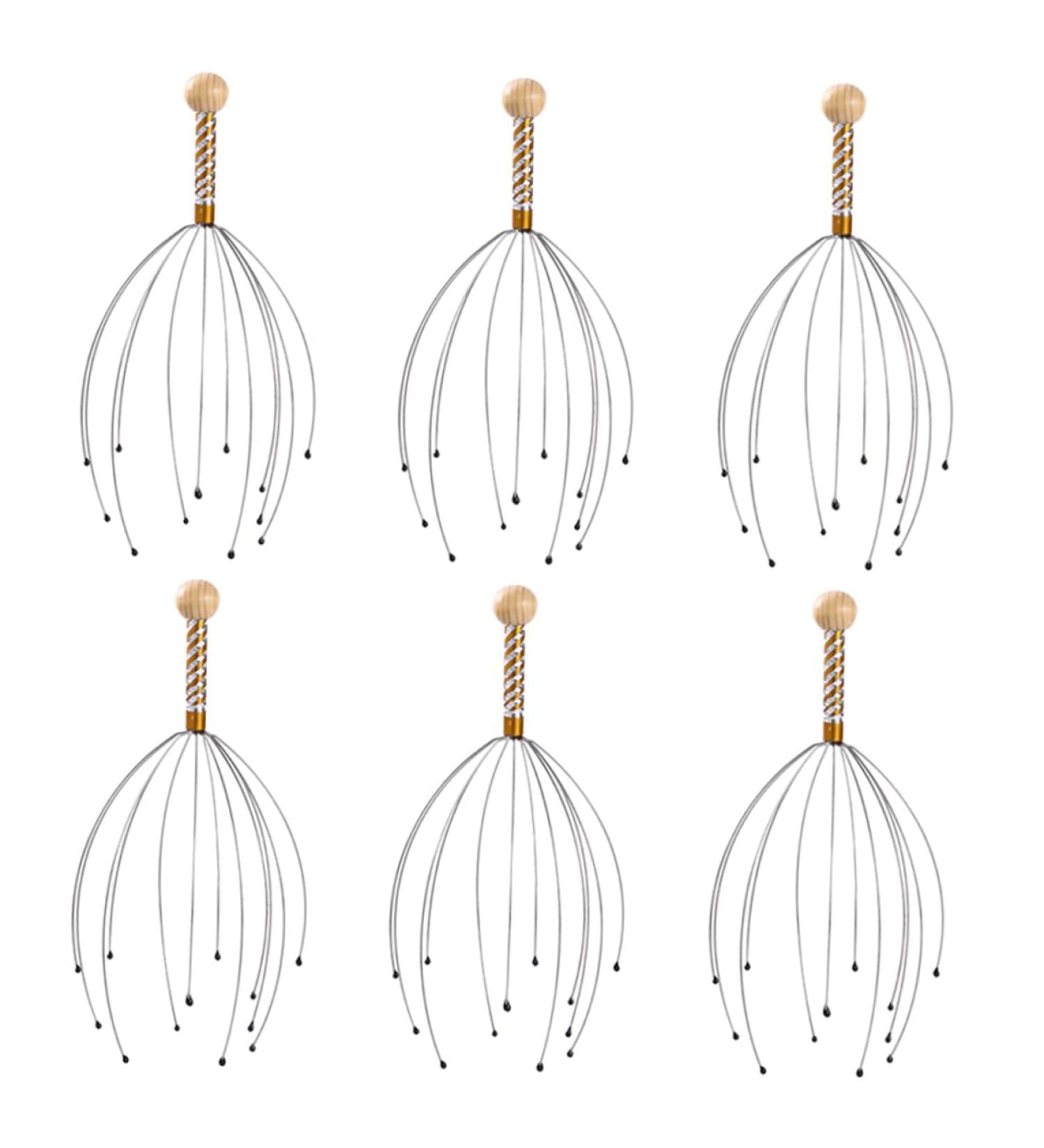 SEWOART 6S Massage Device | Shampoo Scrubber Tool & Scalp Massager Brush - Steel & Wood Design - Perfect for Hair Washing & Relaxation - Buy Online on GoSupps.com