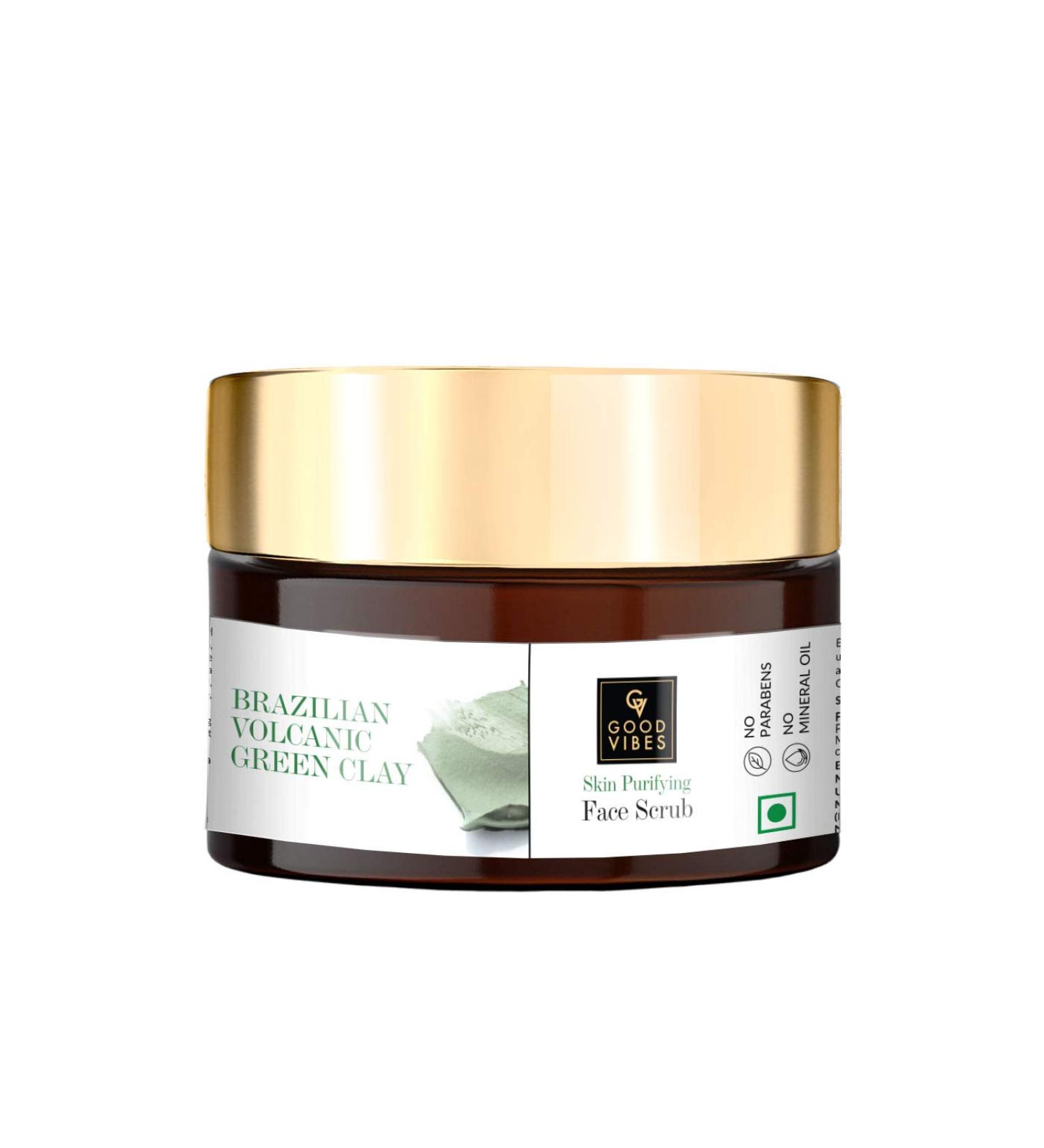 Good Vibes Skin Purifying Scrub - Brazilian Volcanic Green Clay (50 g) - Buy Online on GoSupps.com