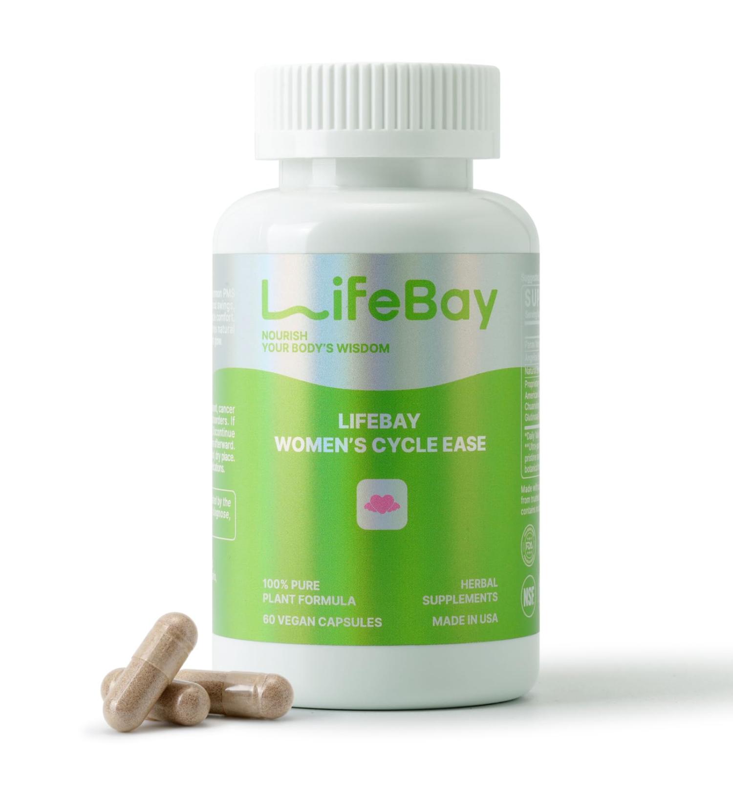 LifeBay Women s Cycle Ease PMS and Menstrual Support Inspired by Chinese Herbal Wisdom for Hormonal Balance & Monthly Cycle Comfort with Dong Quai & Notoginseng Made in USA 60 Vegan Capsules - Buy Online on GoSupps.com