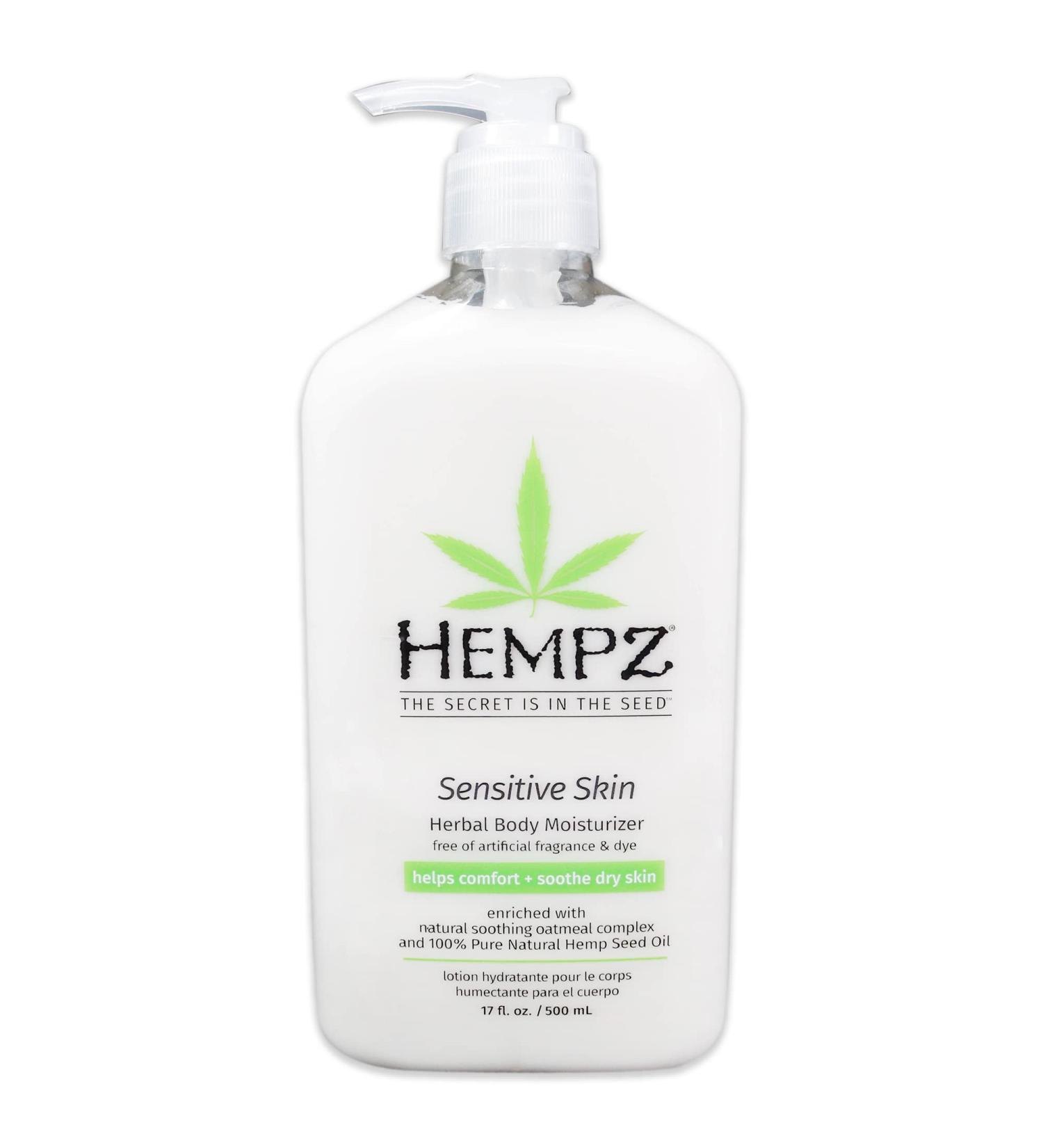 Hempz Sensitive Skin Herbal Body Moisturizer Helps Comfort + Soothe Dry Skin 17 fl oz (500 ml)