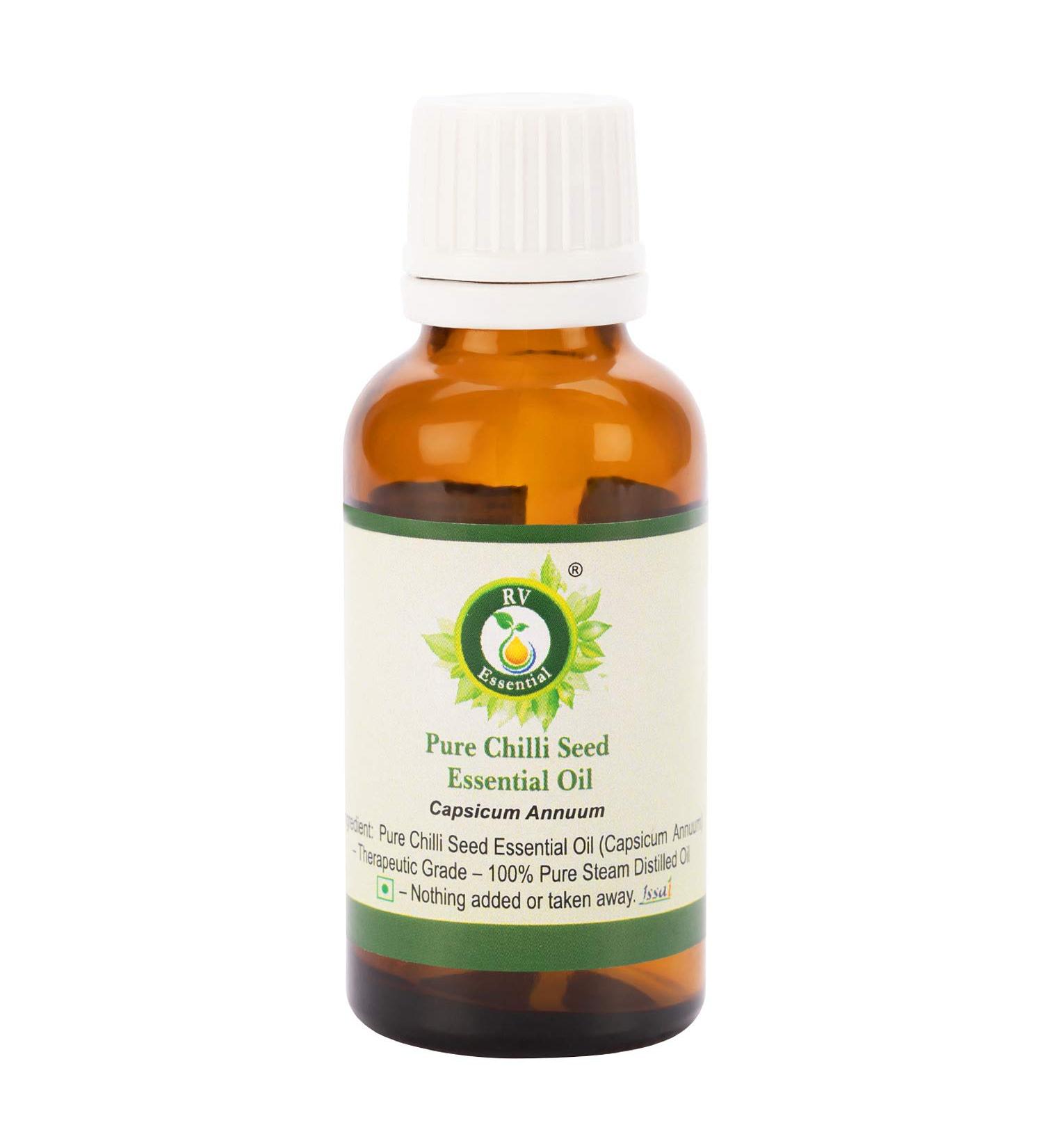 R V Essential Chilli Seed Essential Oil, Capsicum Annuum, 100% Pure Natural, Steam Distilled, Therapeutic Grade, 10ml (0.338oz) Chilli Seed 0.34 Fl Oz (Pack of 1)