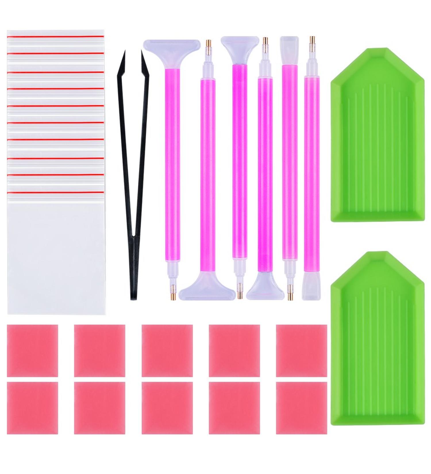 Myceke Diamond Painting Tools Kit - 29pcs DIY 5D Diamond Painting Accessories for Adults - Cross Stitch Tool Set with Diamond Needle, Tweezer, Glue, Plastic Tray - Buy Online on GoSupps.com