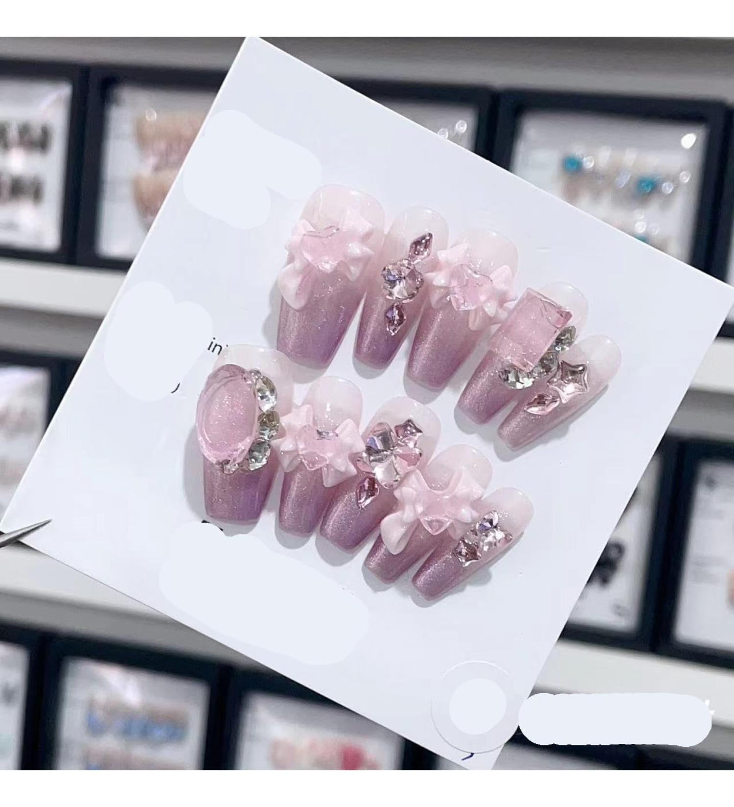 Removable and wearable nail art French Almond Ombre Handmade Press On Nails Long Acrylic False Nail Tips InNail (Color : 29116 Size : M) - Buy Online on GoSupps.com
