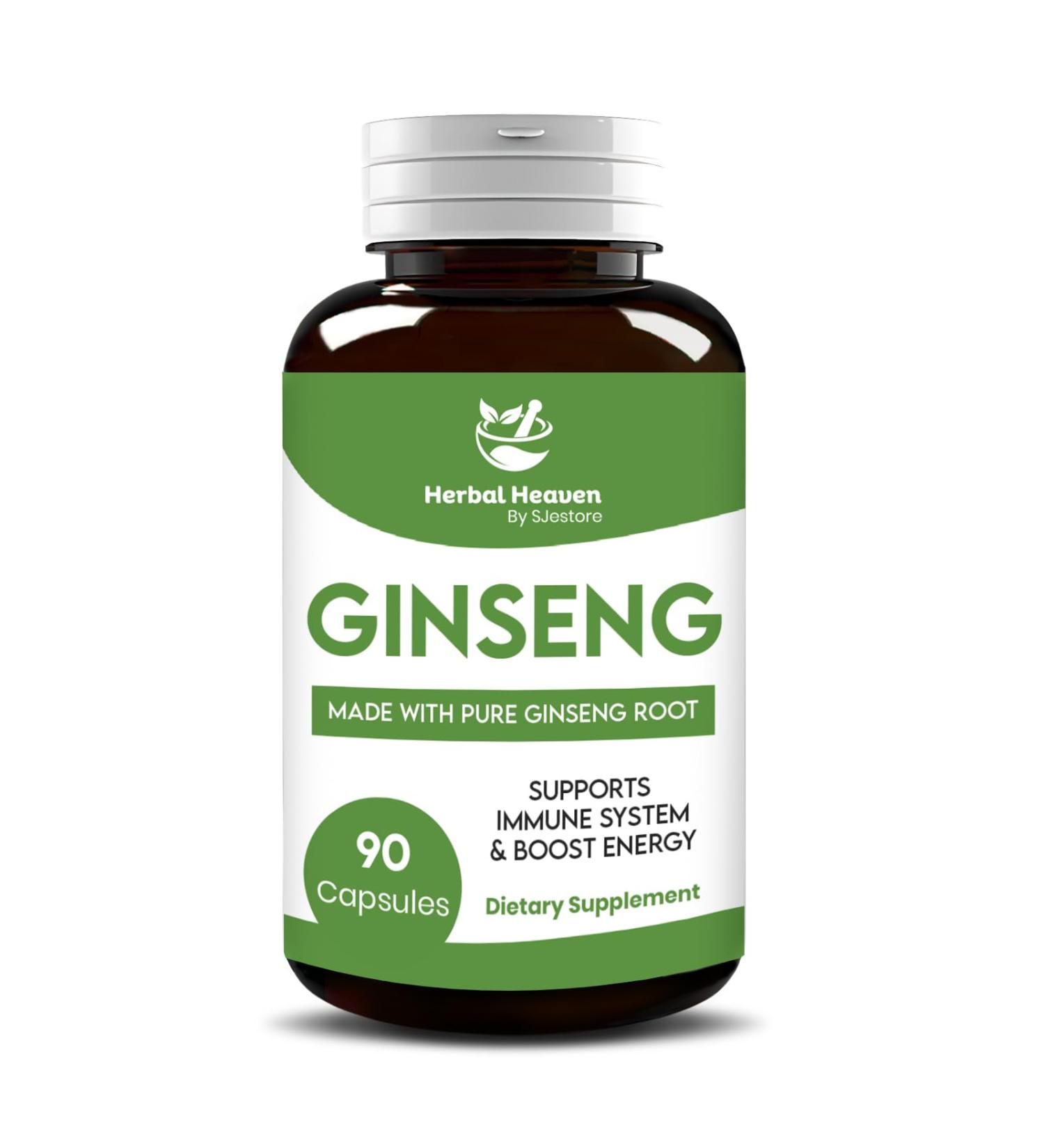 Herbal Heaven Natural Energy and Focus Ginseng Capsules 90 Count for Vitality and Wellness - 100% Herbal Formula - Buy Online on GoSupps.com