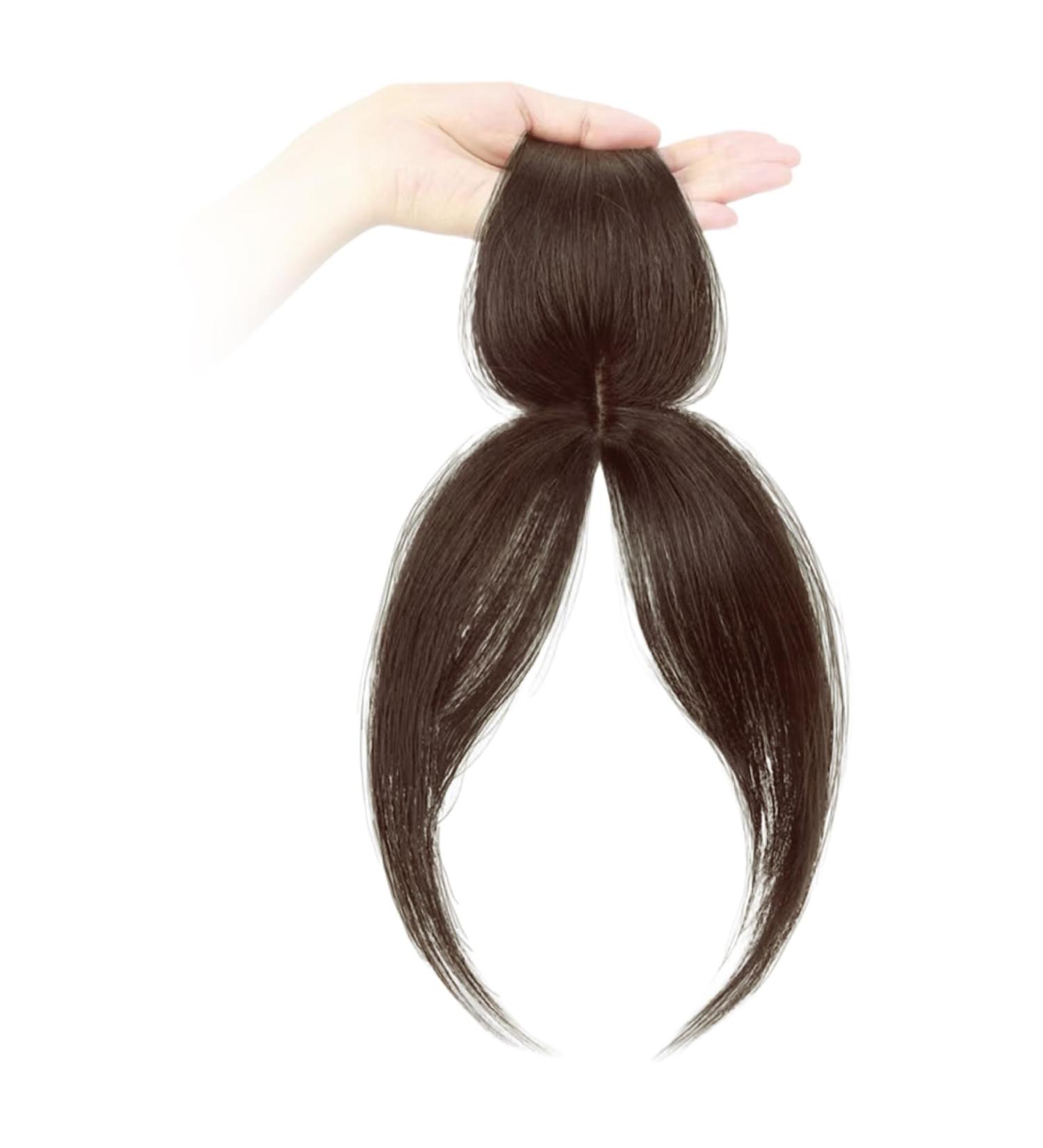 Hair Extensions Clip in Bangs Side Parted Hair Toppers for Real Human Hair 360 Cover Pieces Wispy Clip in Hair Extension Wigs for Women Human Hair Pieces for Women Daily Wear Dark Brown - Buy Online on GoSupps.com